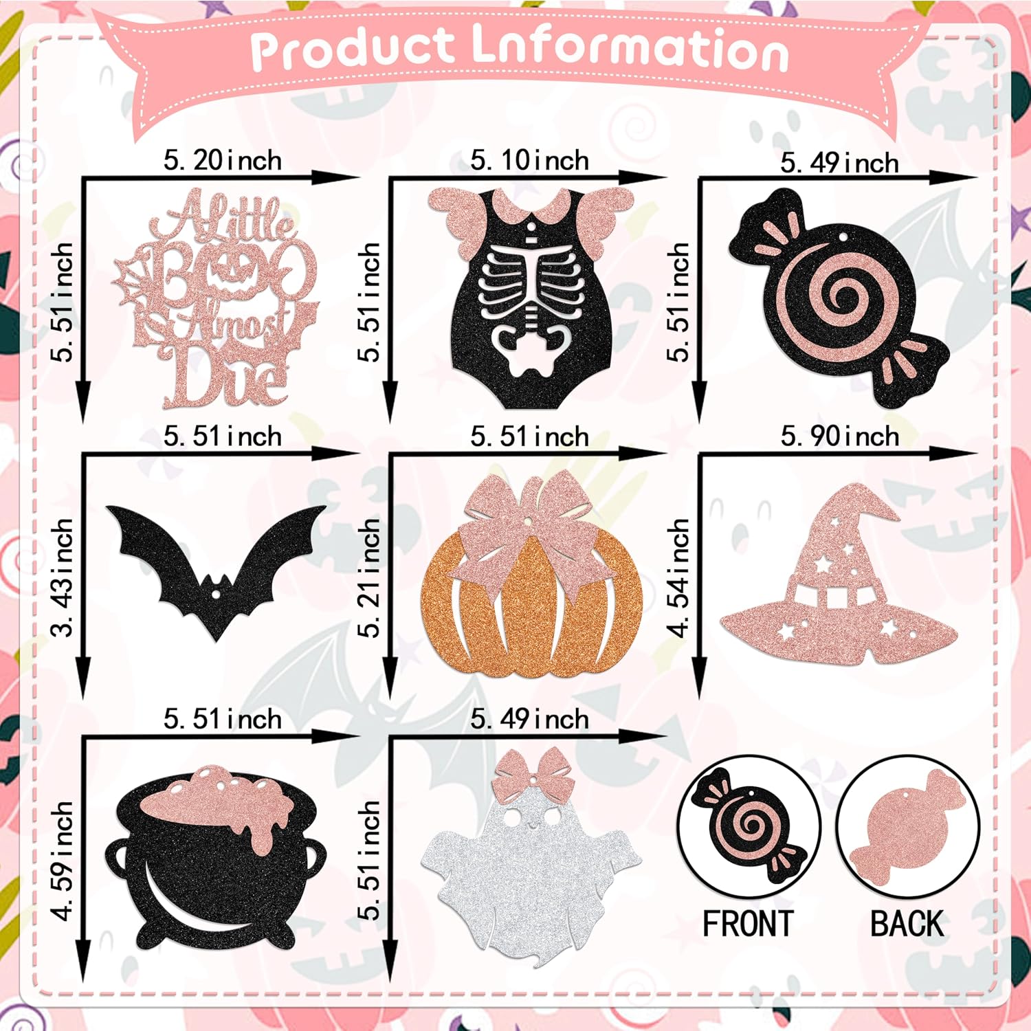 36Pcs A Little Boo is Almost Due Hanging Swirls Summerween Baby Shower Decorations We've Created a Monster Halloween Baby Shower Gender Reveal Party Decorations Black & Rose Gold image 2