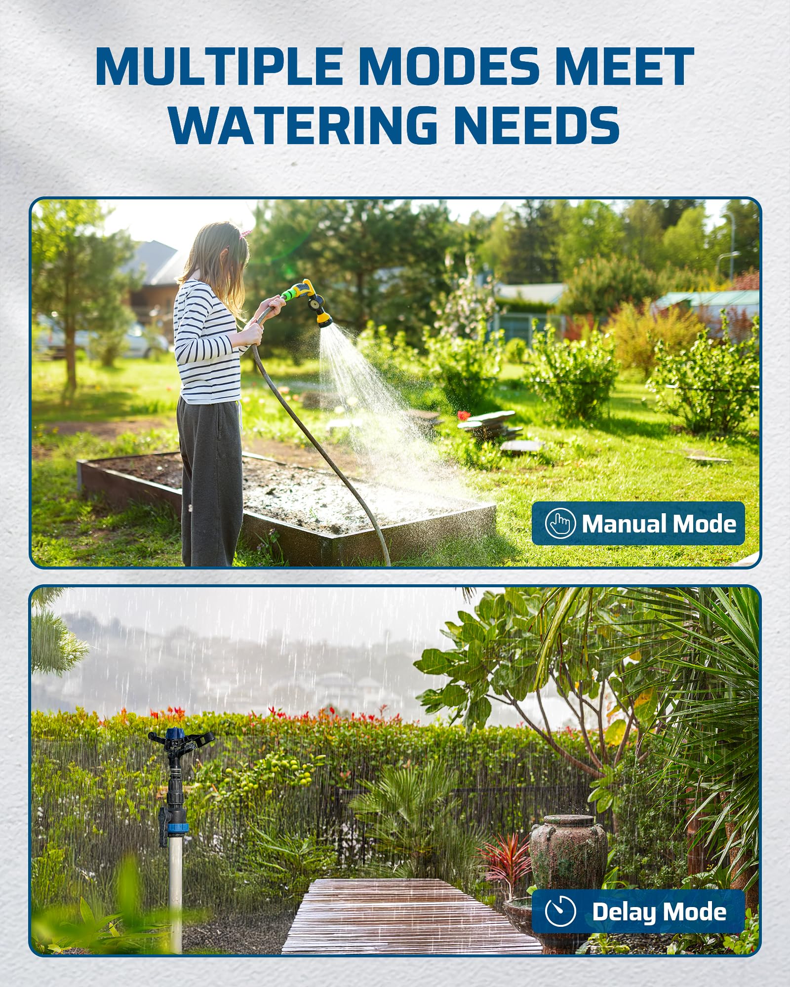 DEWENWlLS - Timer irrigatore a 4 zone, per rubinetto esterno, ritardo pioggia e manuale, timer programmabile per tubo dell'acqua, per vacanze, giardino, prato, orto, fiori in vaso