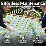 Sunnydaze Quilted Double Hammock for Outside with Spreader Bars and Pillow - 450 lb Capacity, 74x55 Inch Bed, UV Resistant, Quick Dry - Chains Included, Stand Sold Separately - Blue & Green