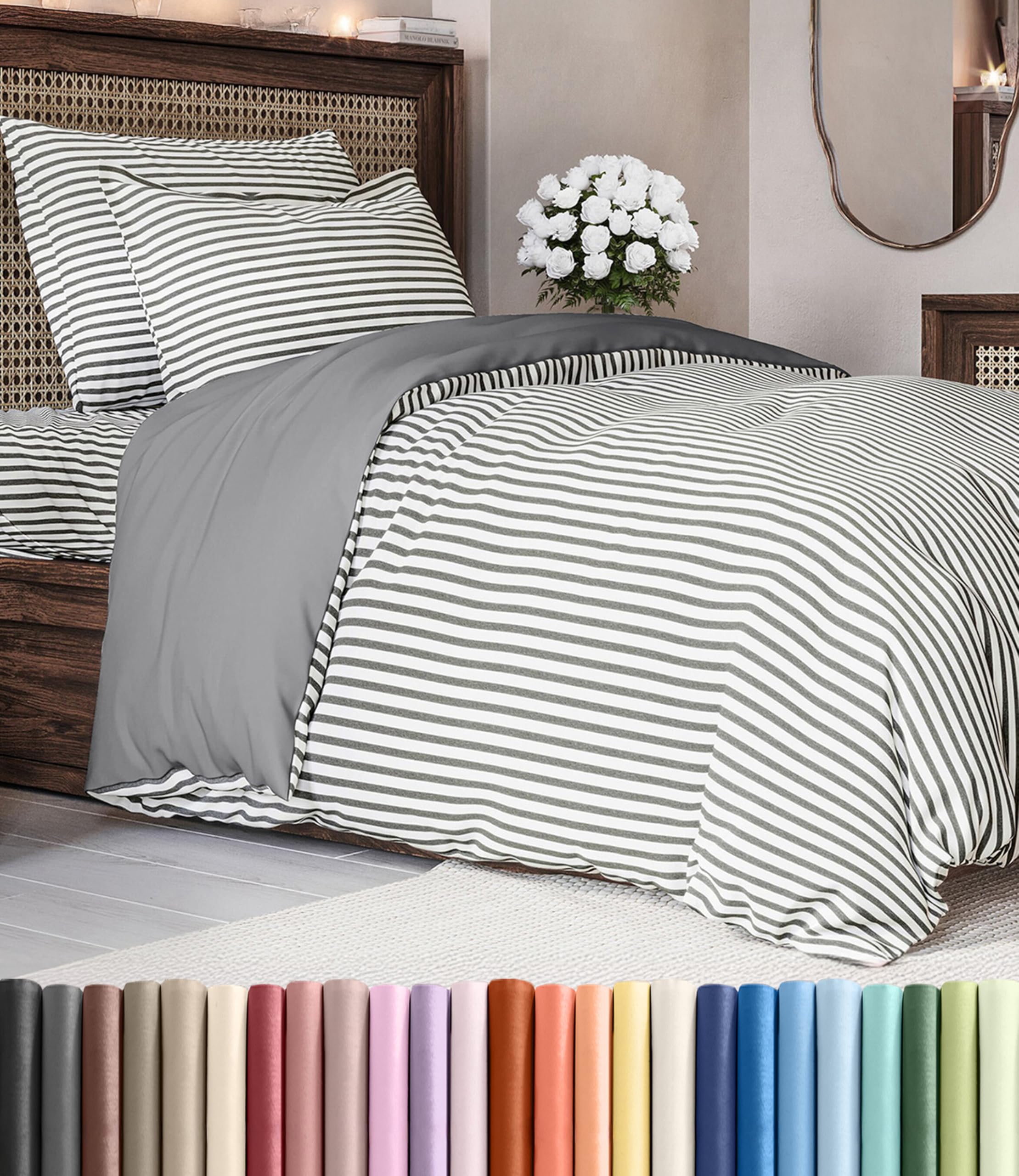 Duvet Cover Twin/Twin XL Size Set - Extra Soft Twin/Twin XL Duvet Cover 68" x 90" with 1 Pillow Sham - Hotel Luxury, Easy Care, Fade Free w/ Zipper