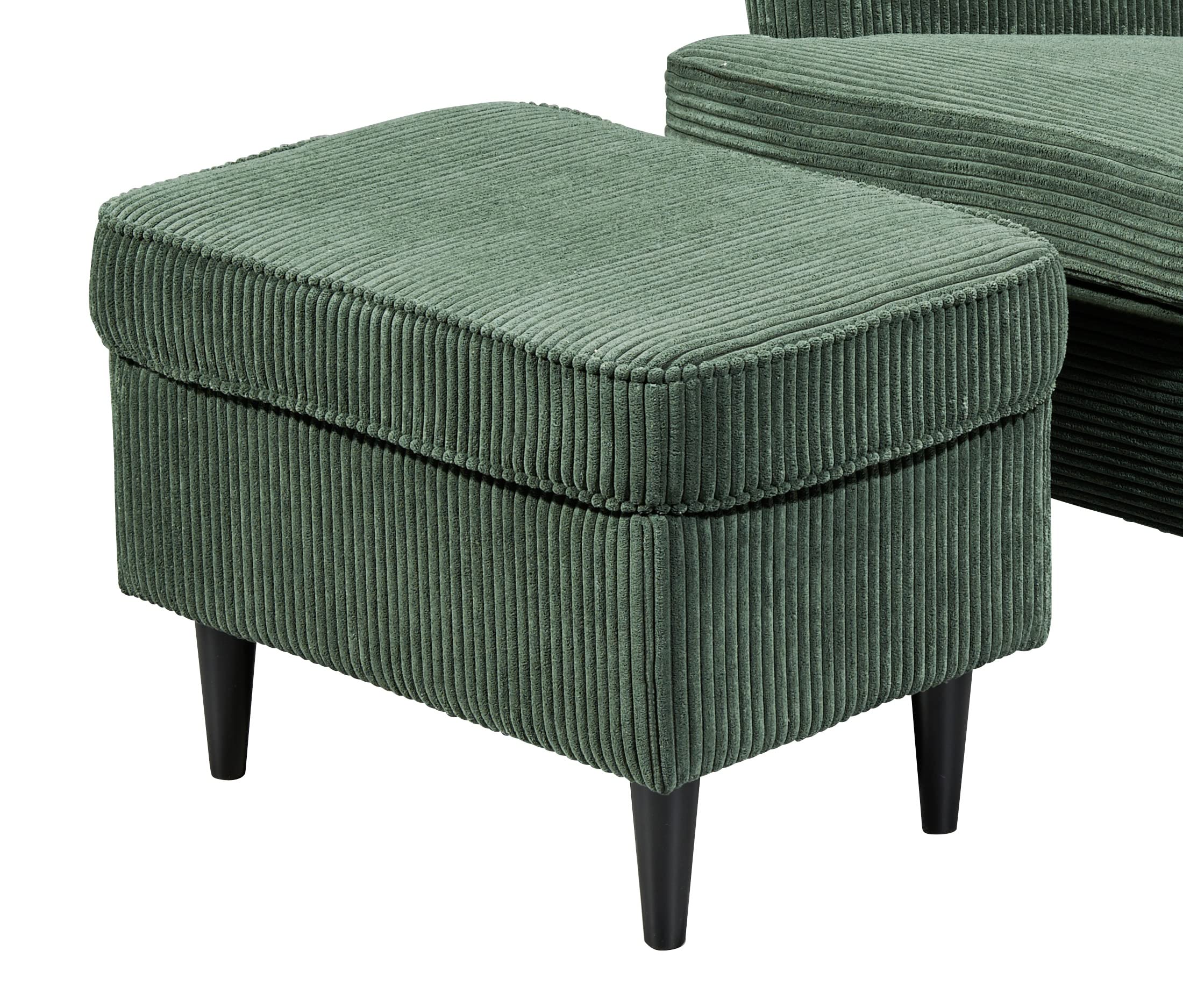 64-083-16 Sitzhocker Oskar Fusshocker Stoff grün ca. 63 x 43 x 42 cm