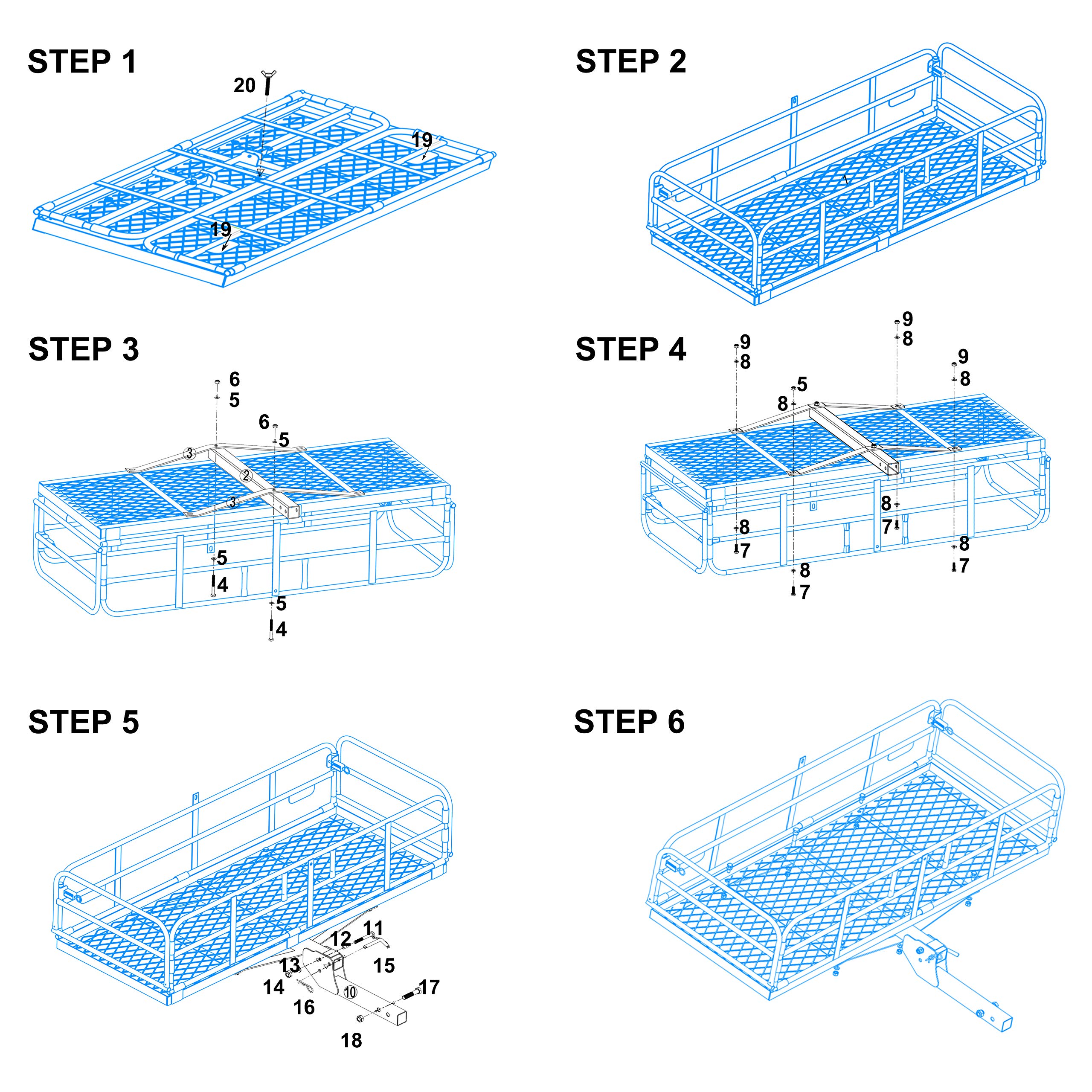 OKLEAD Hitch Mount Cargo Carrier 60" x 24" x 14.4" Folding Cargo Rack