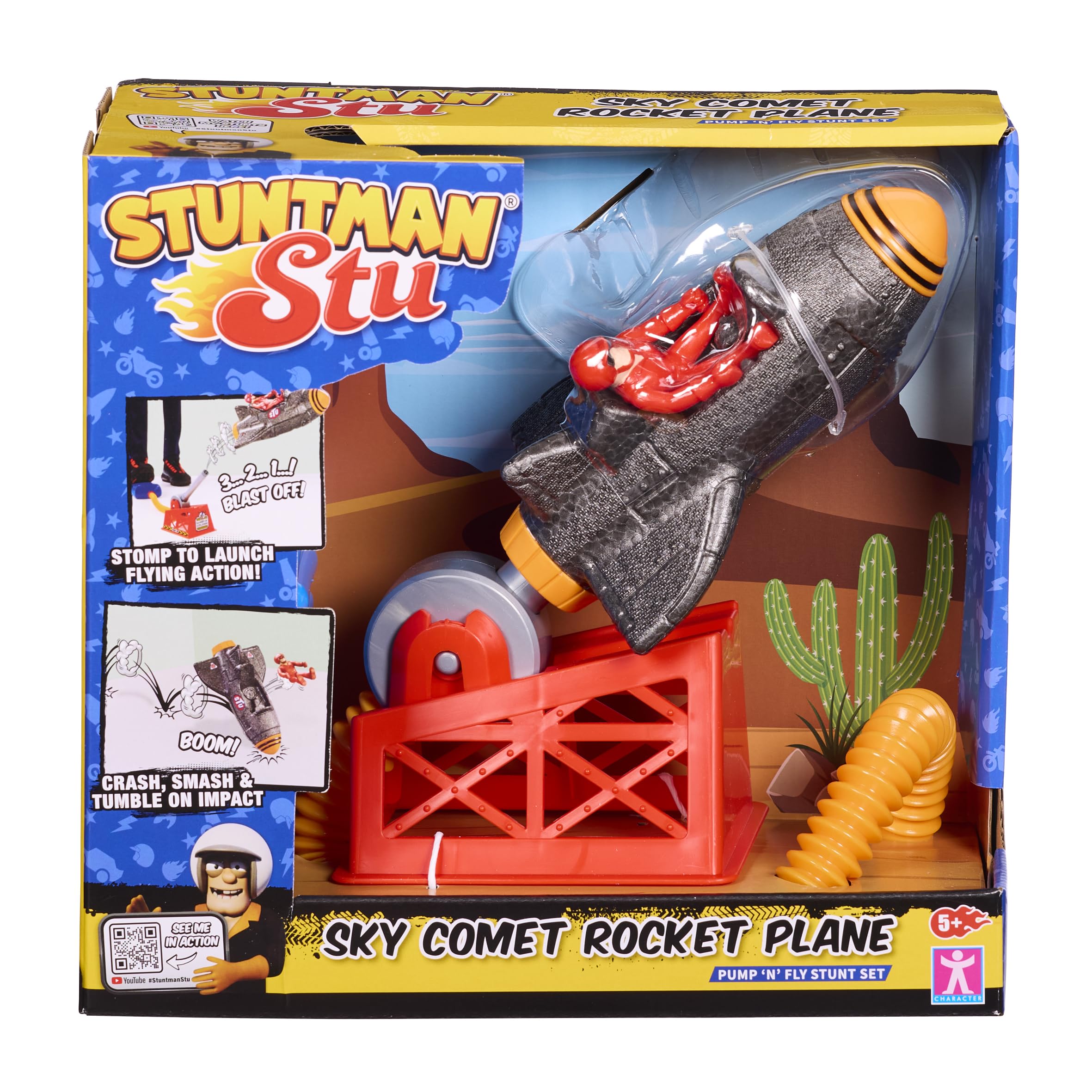 Stuntman Stu Sky Comet Rocket Plane Stomp and launch toy plane Create fun stunts at home Stuntman Stu Toys