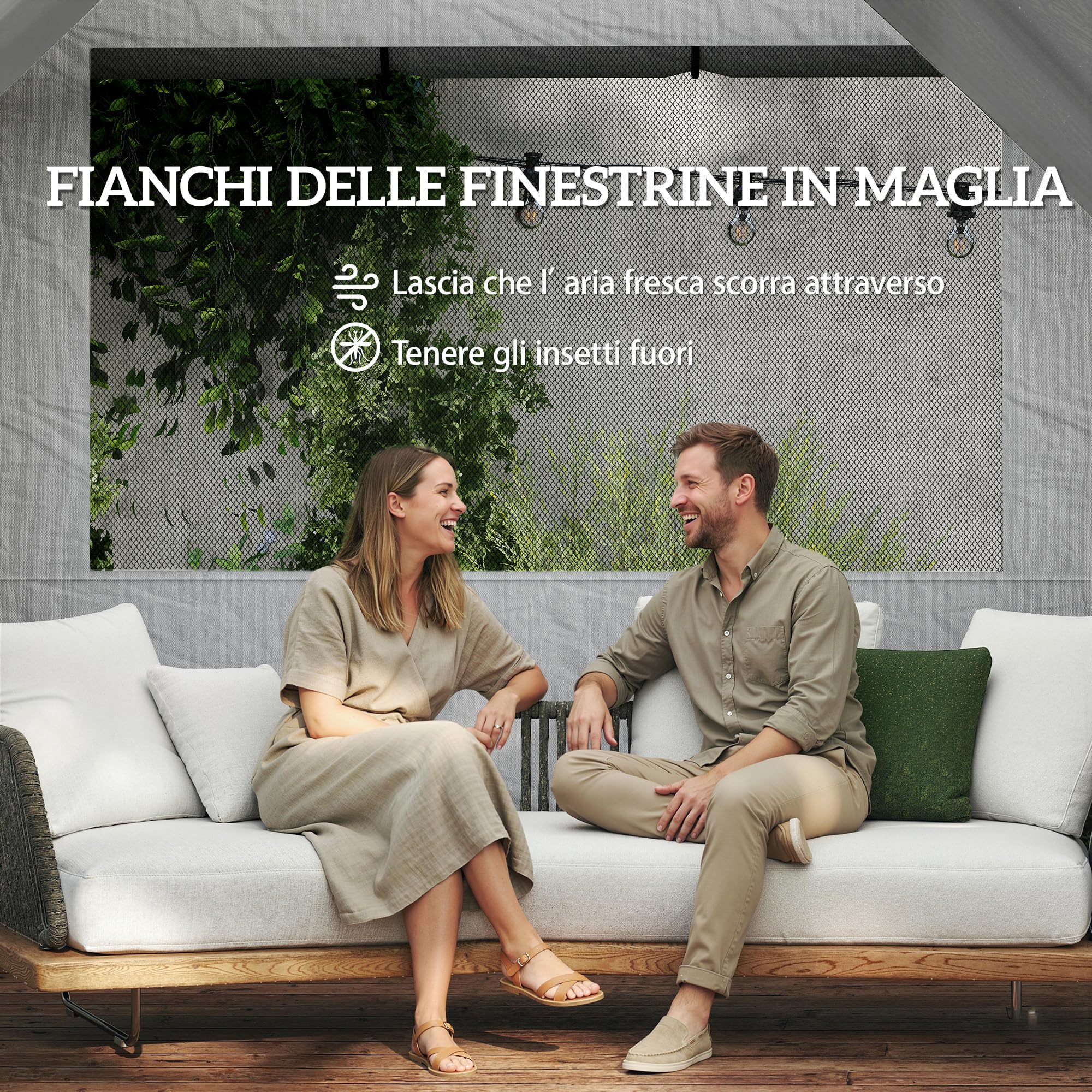 Outsunny Gazebo Pieghevole 3x6m Pop Up con 6 Pareti Laterali e Finestre in Rete, Gazebo da Giardino Altezza Regolabile con Sacchi di Sabbia, Borsa a Ruote, UV50+ per Esterno Feste, Grigio Scuro