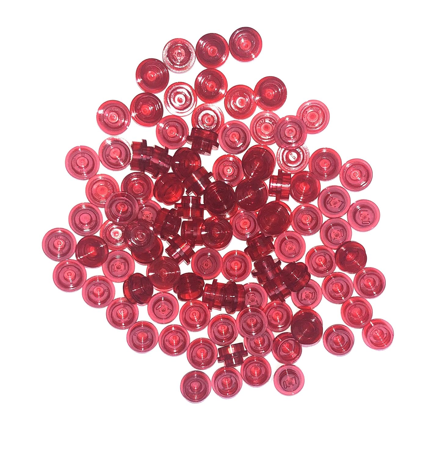LEGO Parts 1 x 1 1x1 Transparent Red Plates Bulk - x50 Loose
