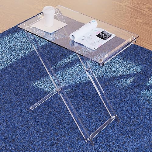 Miniatura 5 de Bandeja de TV grande de acrílico plegable, mesa auxiliar plegable, mesa auxiliar moderna para escritorio pequeño, mesa auxiliar para sala de estar,