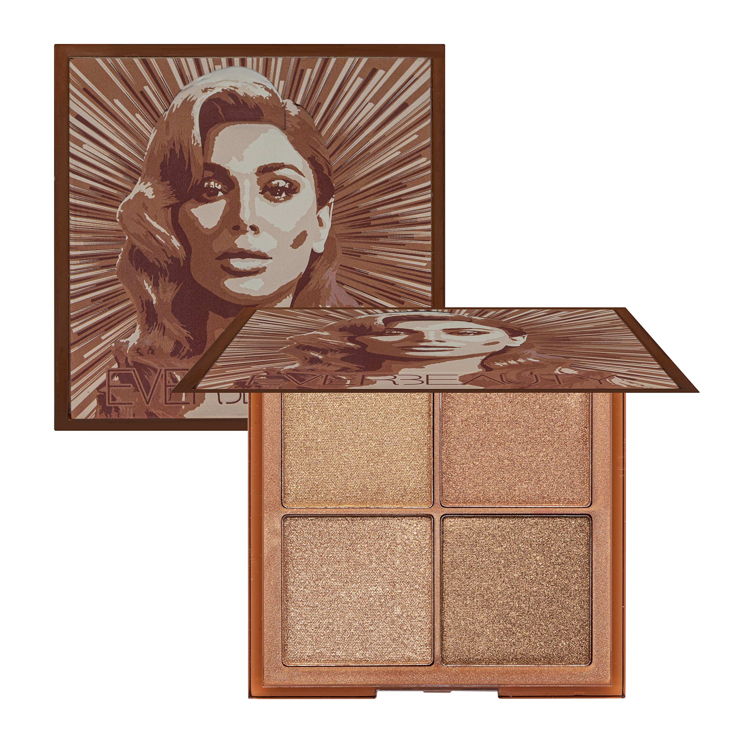 Ever Beauty Glow Obsessions Mini Face Makeup Eyeshadow Palette highlighter Makeup Cosmetics 4 Colour Shades Eye Makeup Palette, مكياج للوجه والعيون (rich glow)