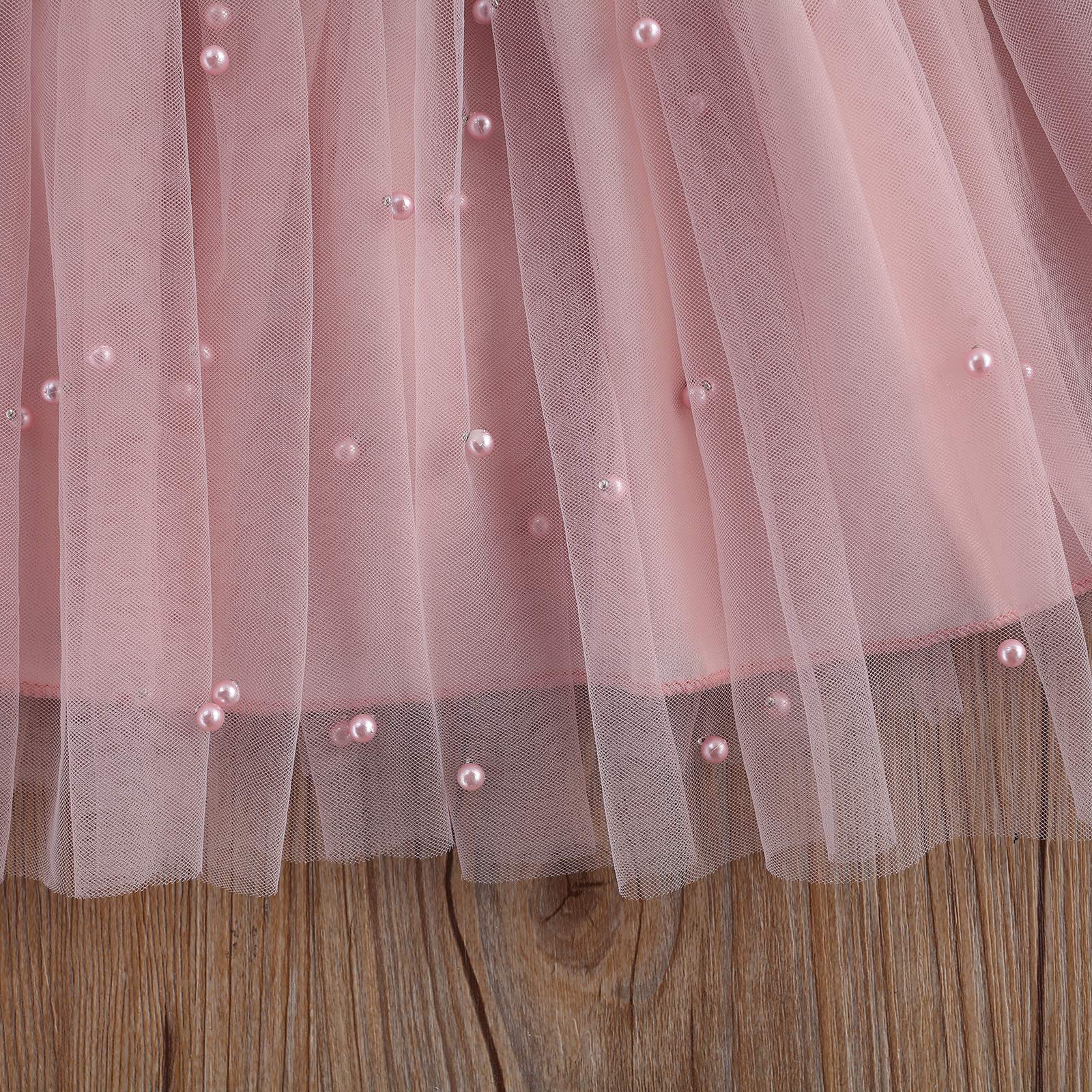 Vestido de Princesa para Bebé Niña Vestido Elegante de Encaje con Bowknot y Volantes Vestidos sin Mangas para Ceremonia Bautizo Boda Cumpleaños