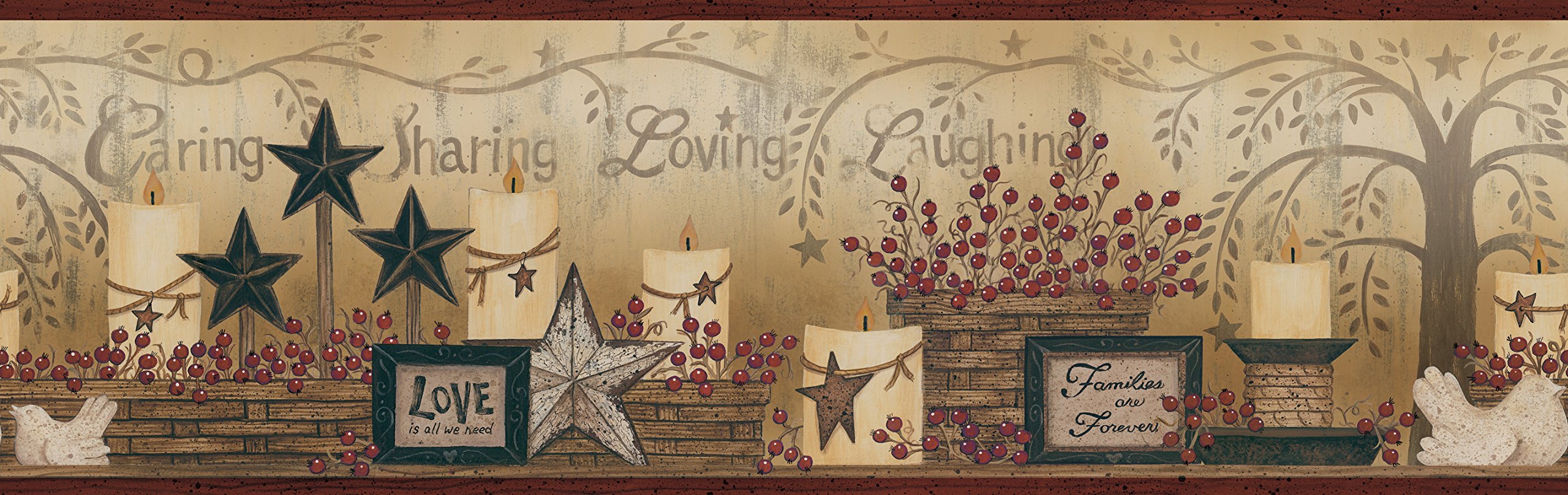 Chesapeake CCB2281 Country Caring Candles Dark Red Border