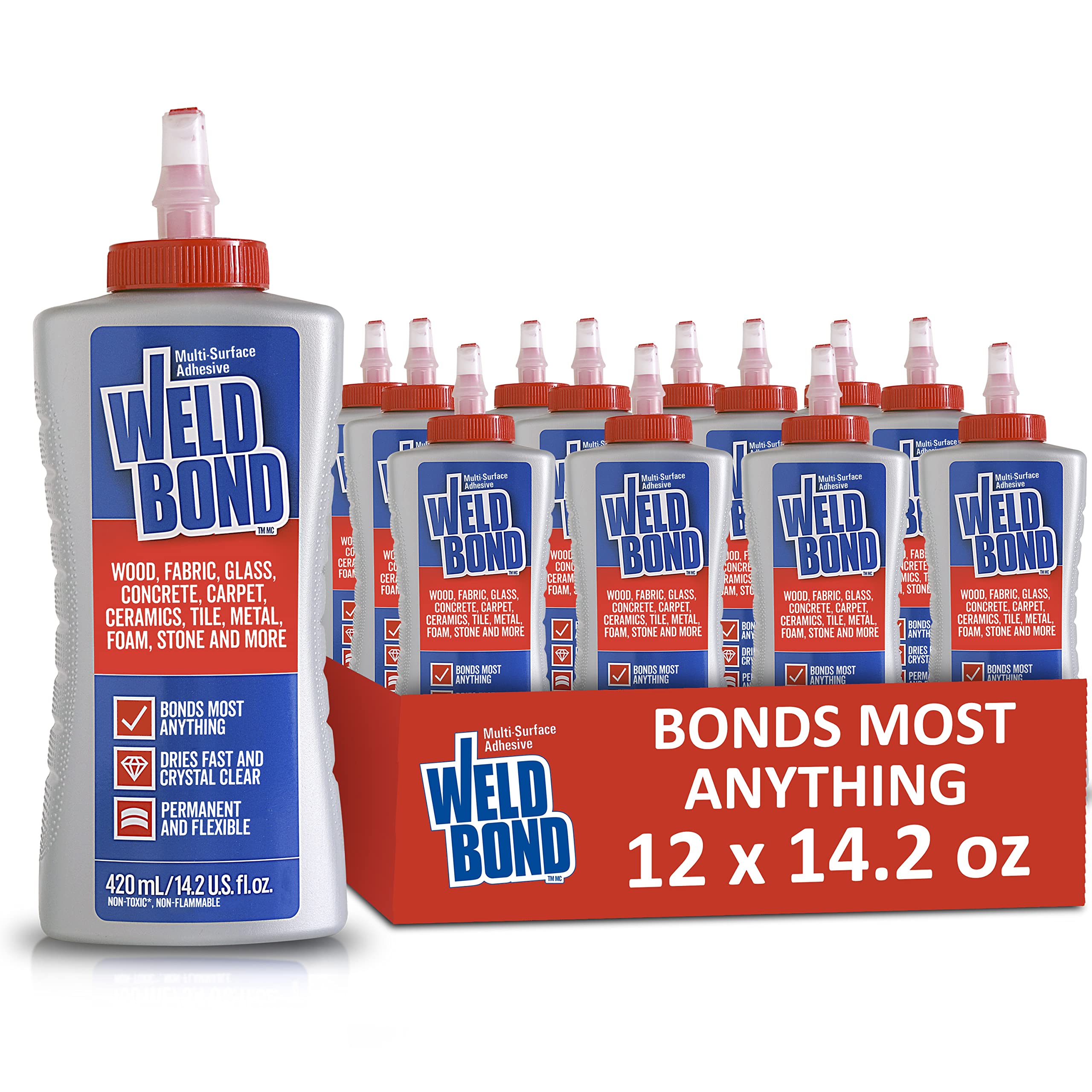 Multi-Surface - Wood Glue Gallon, Gallon of Glue for Crafts, Wood Glue for Furniture, Wood Glue for Woodworking & More, Dries Crystal Clear Glue Gallon. 14.2oz /420ml (12 Pack)