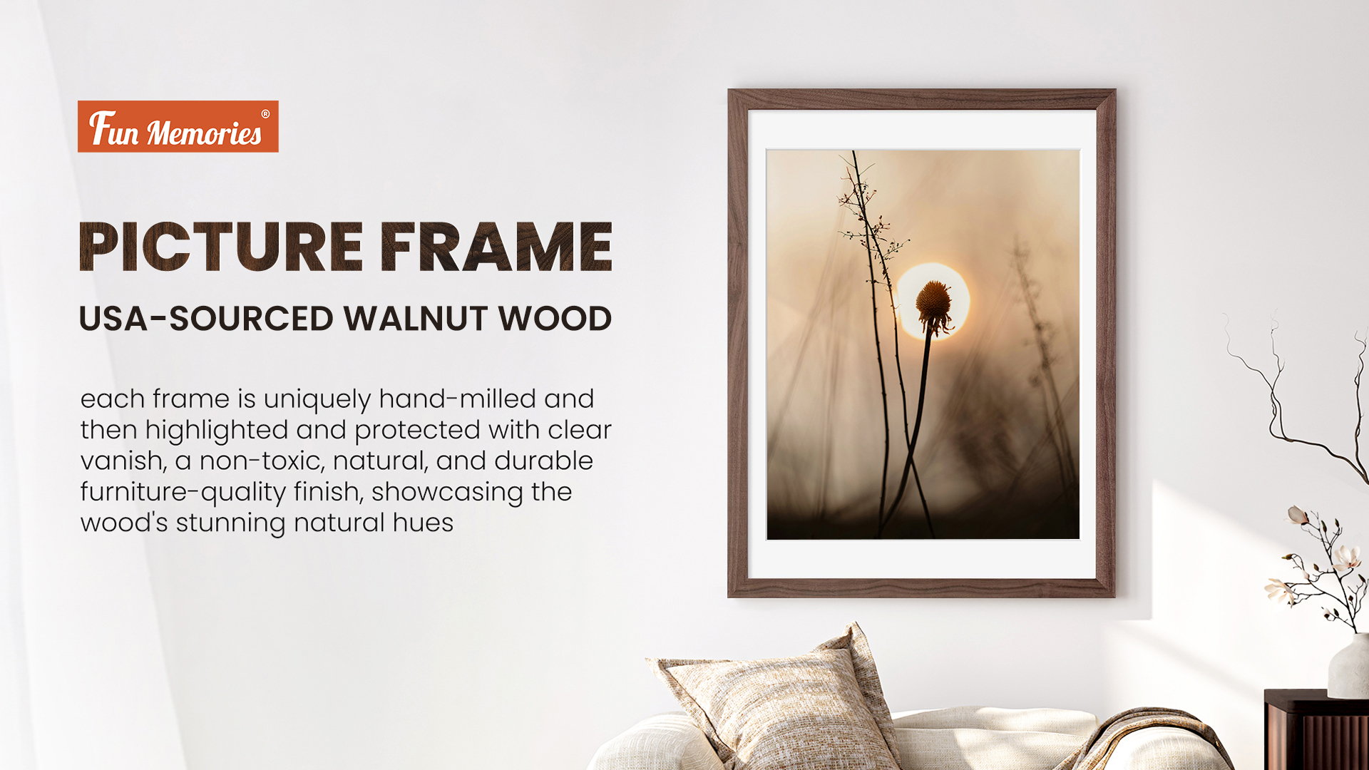 Amazon.com - Fun Memories 5x7 Picture Frame, USA-Sourced Walnut