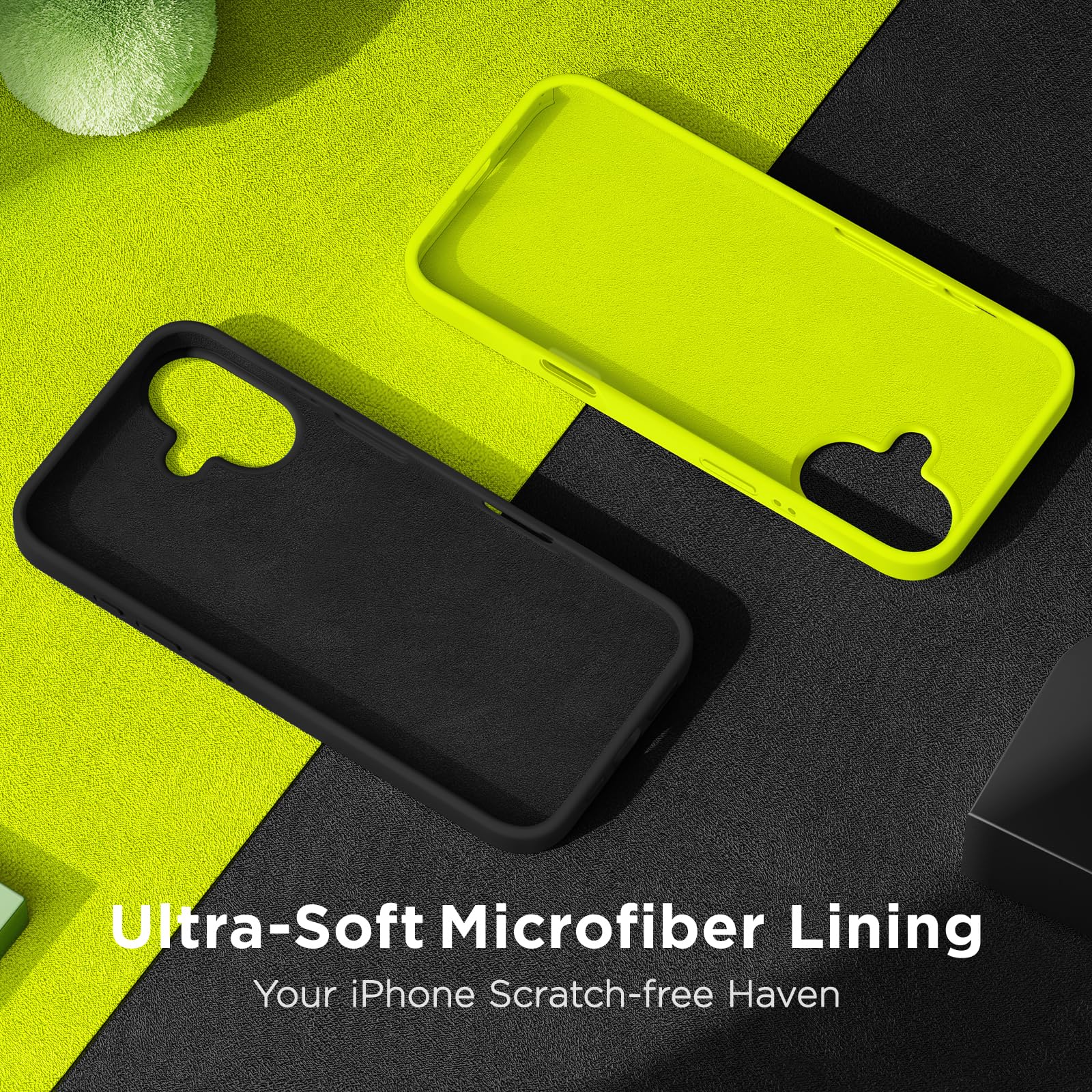 Cordking Schutzhülle für iPhone 16 Plus, Silikon, ultradünn, stoßfest, mit weichem kratzfestem Mikrofaserfutter, 17 cm (6,7 Zoll), Schwarz