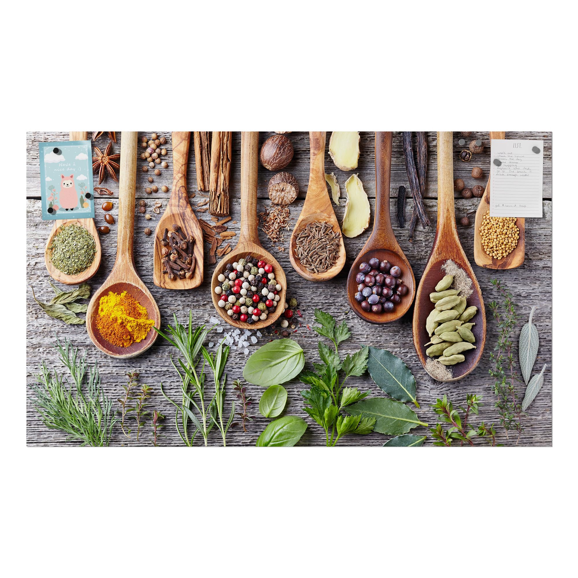 DEQORI Folia magnetyczna do ogrzewania 100 x 60 cm | motyw zdobiona łyżka kuchenna | dekoracyjna mata magnetyczna, ochrona grzejników | magnetyczna folia dekoracyjna samoprzylepna, magnetyczna i