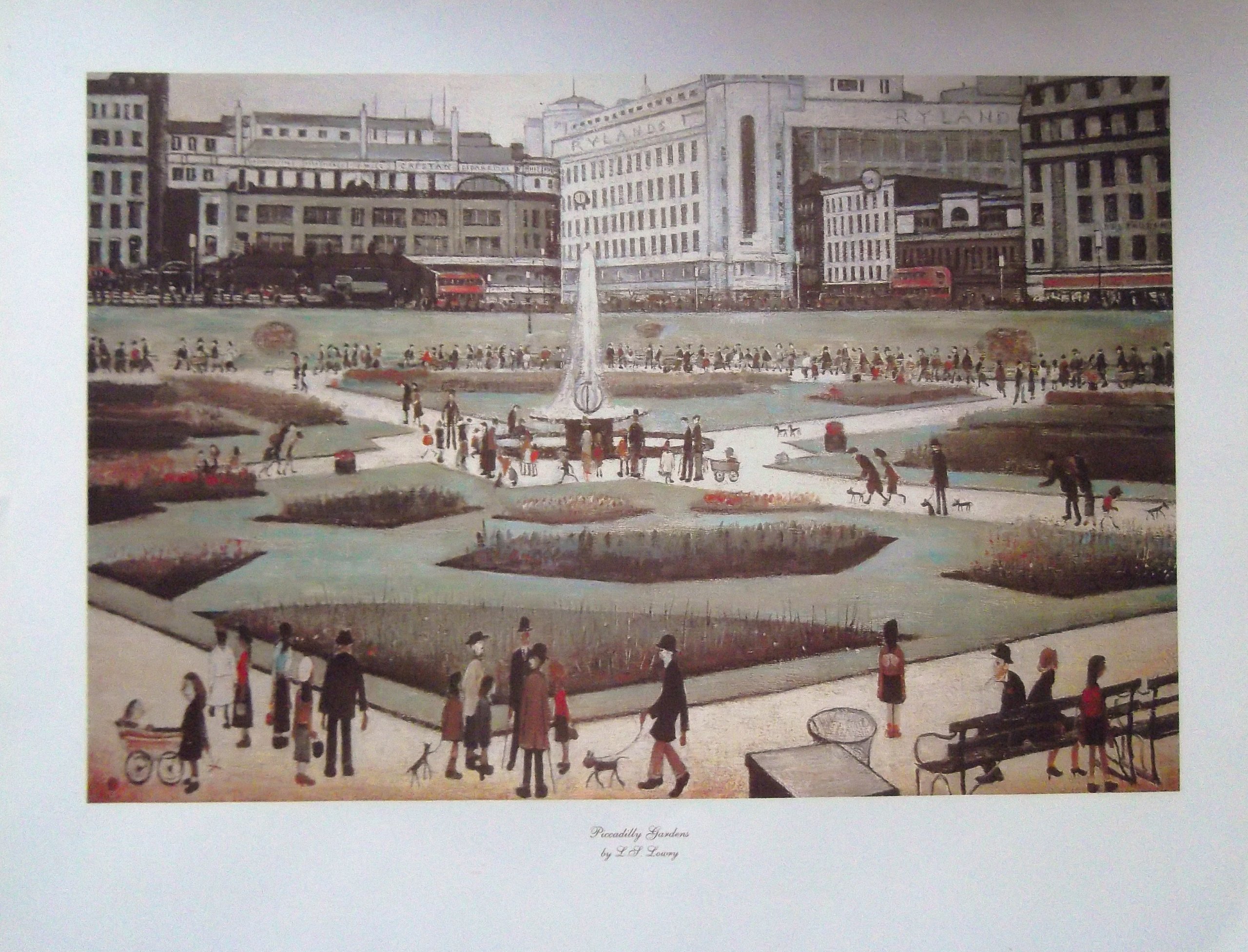 Stateoftheart-Uk Authentic Uk Handcrafted L S Lowry Print - Piccadilly Gardens - Full Size Including Border 17.75 X 12Inch