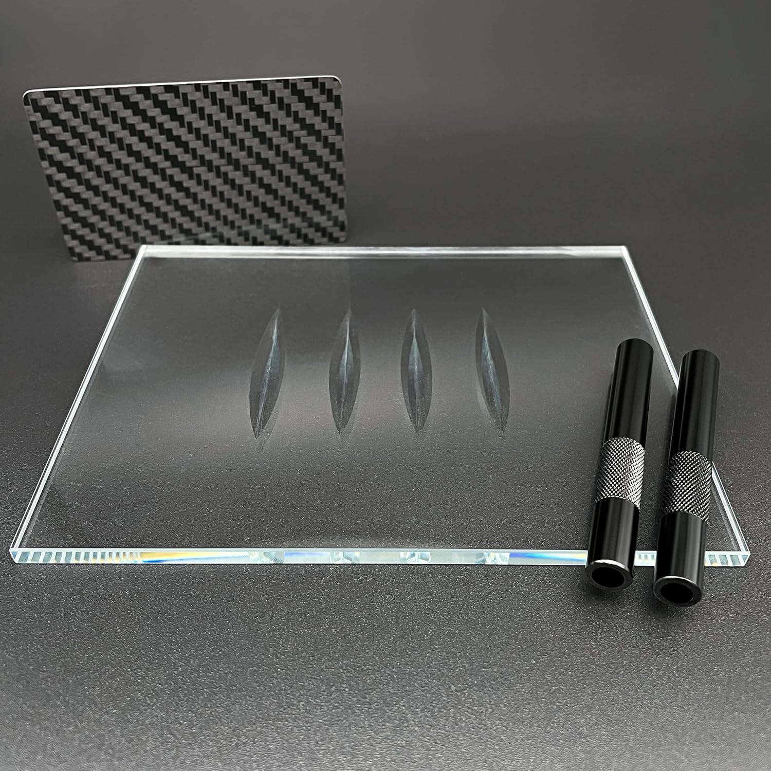 Snuff Plate Kit Smooth Groove Tempered Glass Snuff Plate with Carbon