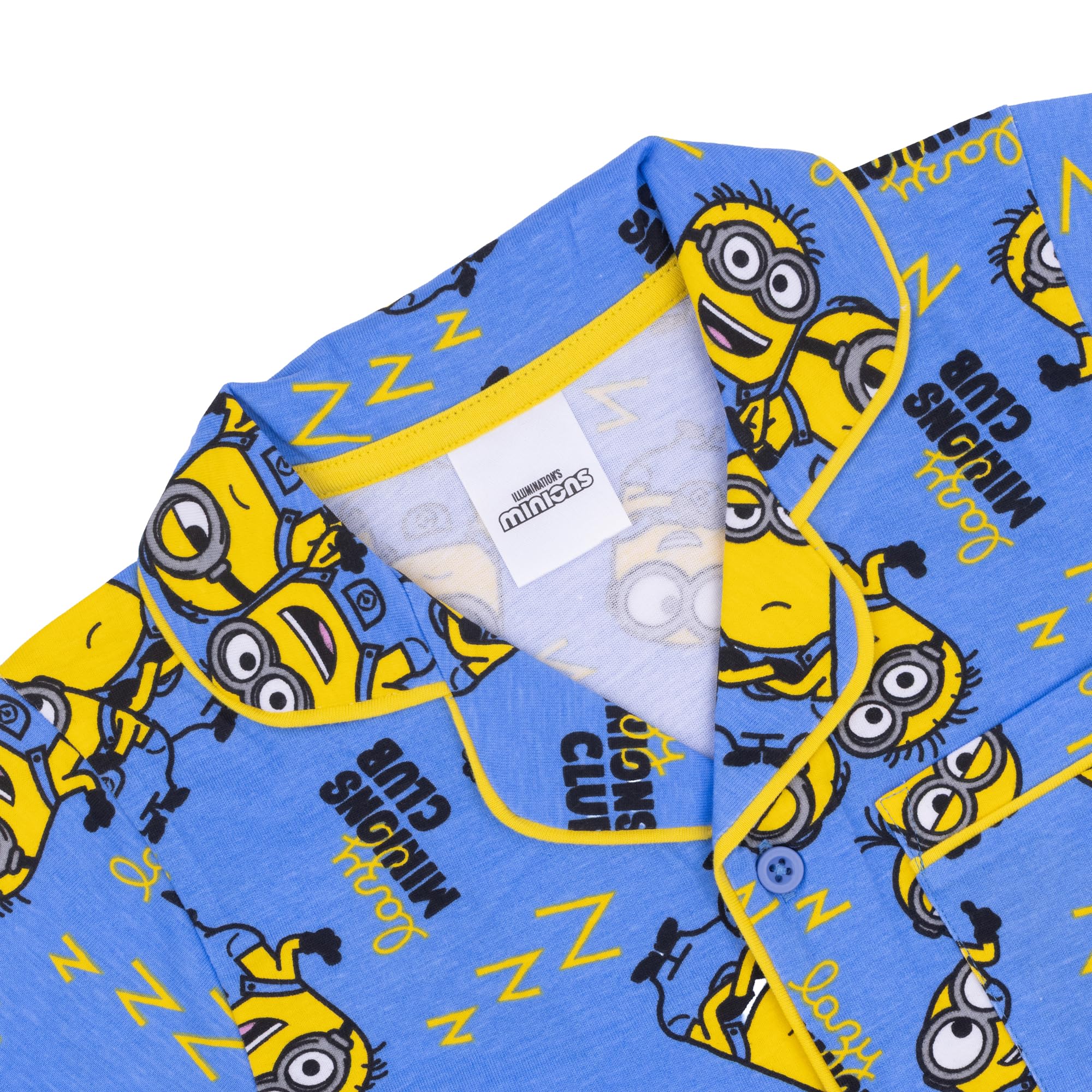 Minions, Cattivissimo Me/Despicable Me, 100% Cotone con Bottoni Pigiama a Maniche Corte, Blue, Blu