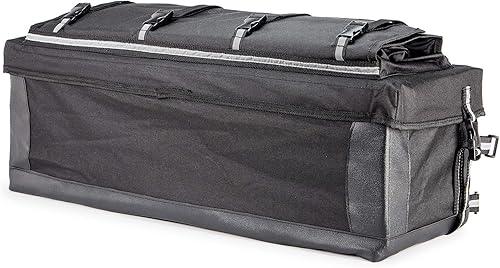 Miniatura 4 de Bolsa de carga para ATV motocicleta moto de nieve, negro, lona resistente a la intemperie, múltiples bolsillos, bolsas extraíbles, soportes dobles