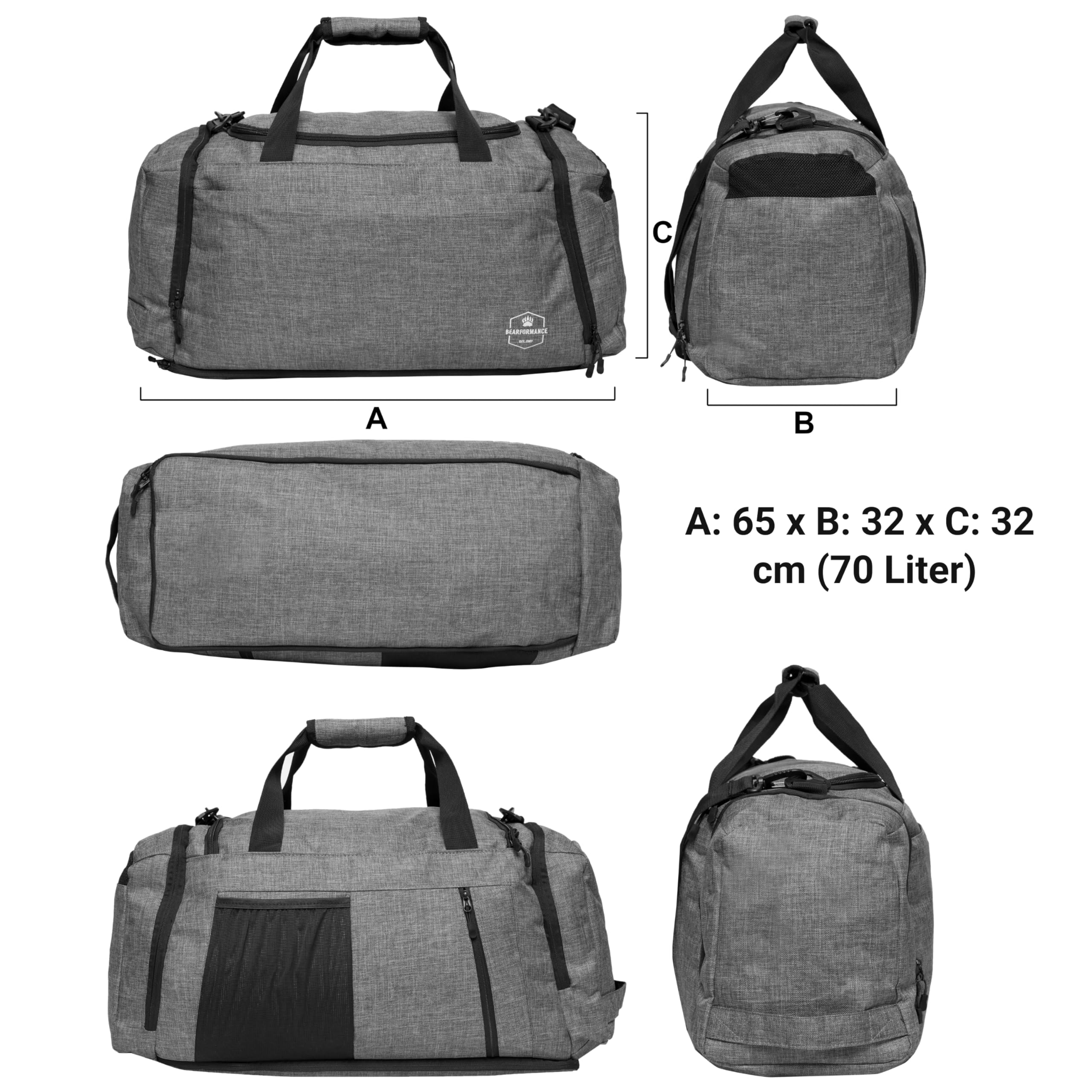 Ultimate Sac de sport avec compartiment pour chaussures et compartiment humide avec fonction sac à dos pour le sport, l'entraînement, la gym, les voyages pour homme et femme
