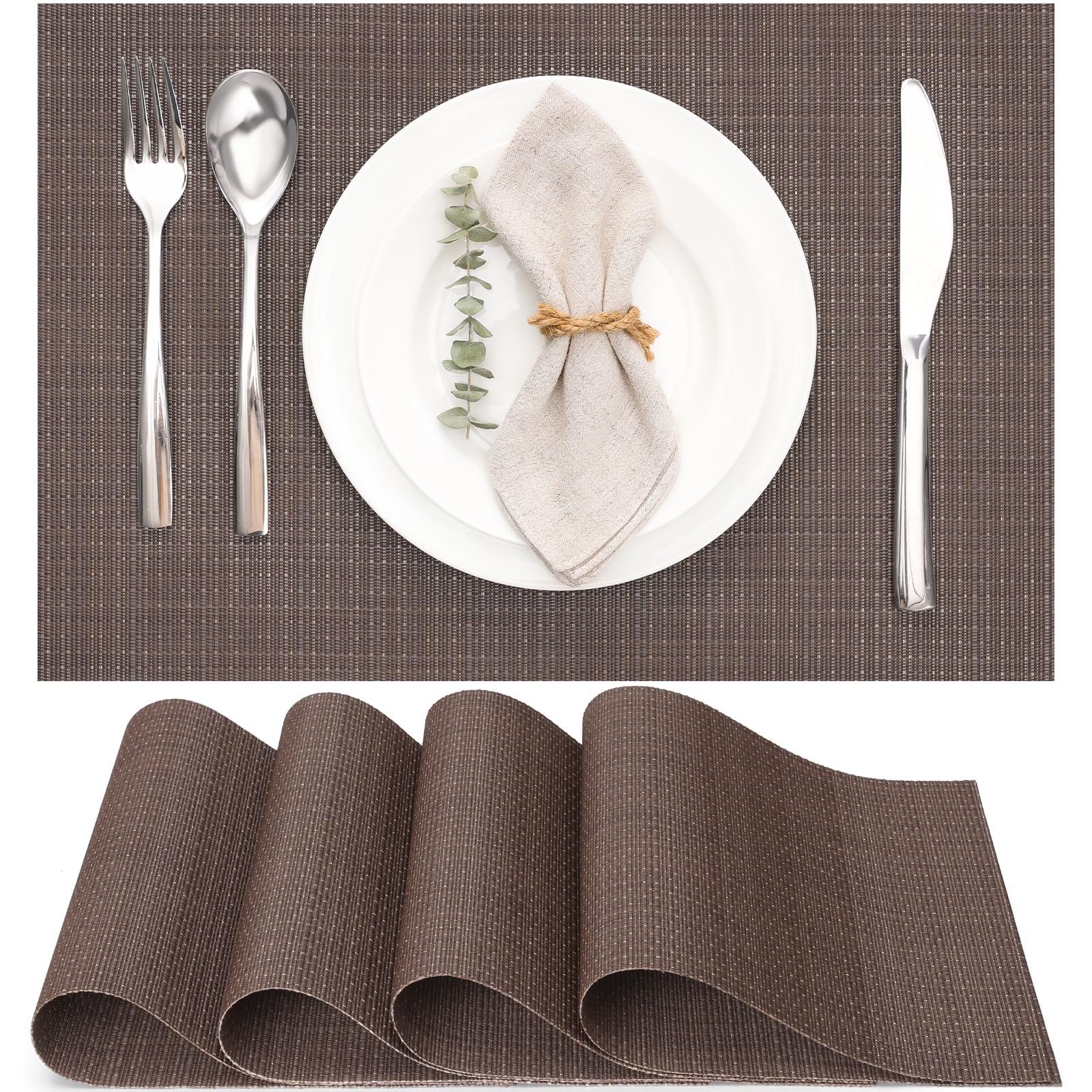 Amazon.com: Myir JUN Placemats Set of 4, Vinyl Woven Placemats