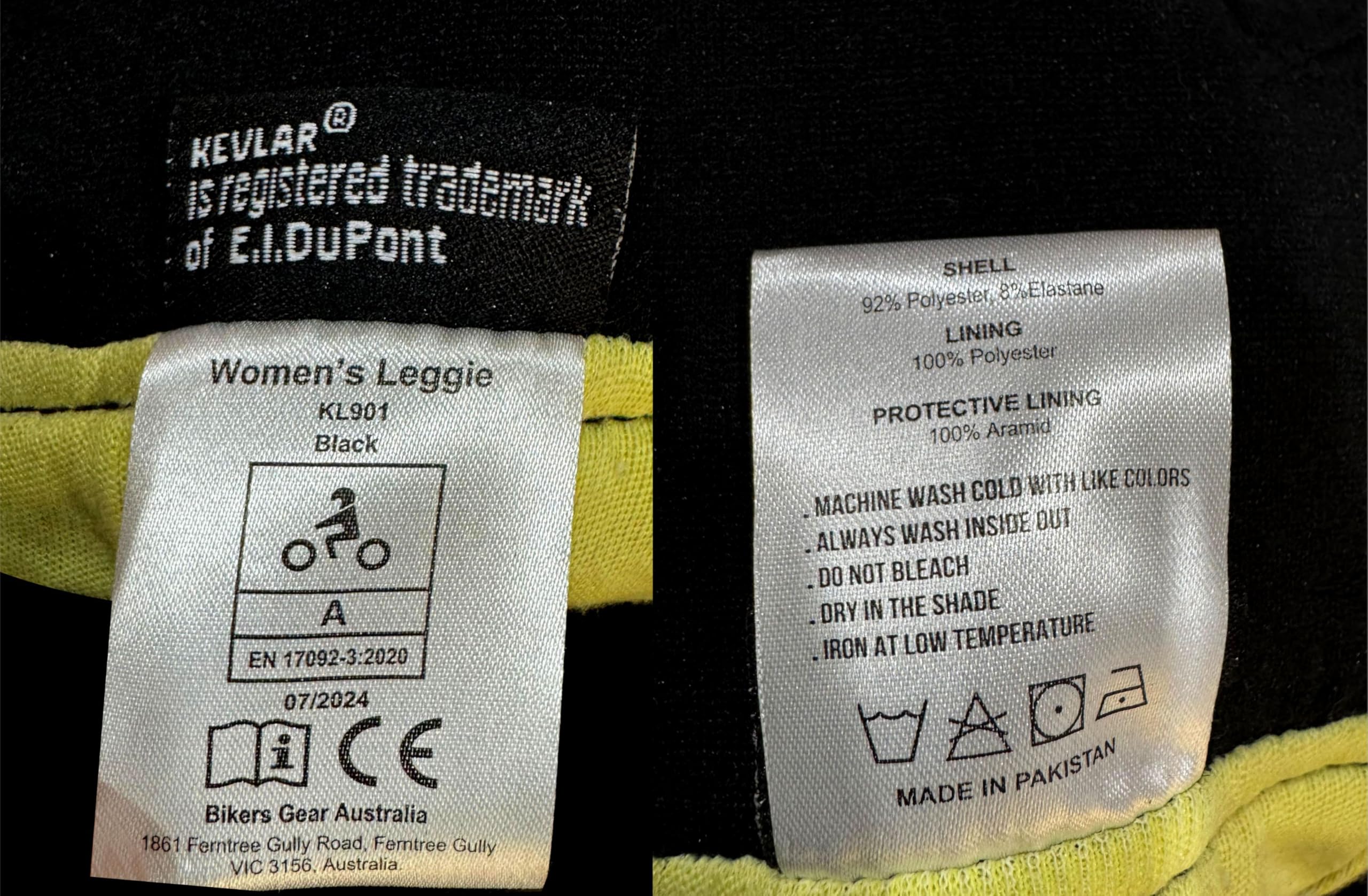 Bikers Gear Australia Damen Motorrad-Leggings mit Kevlar gefüttert, mit abnehmbarer CE-Protektoren.