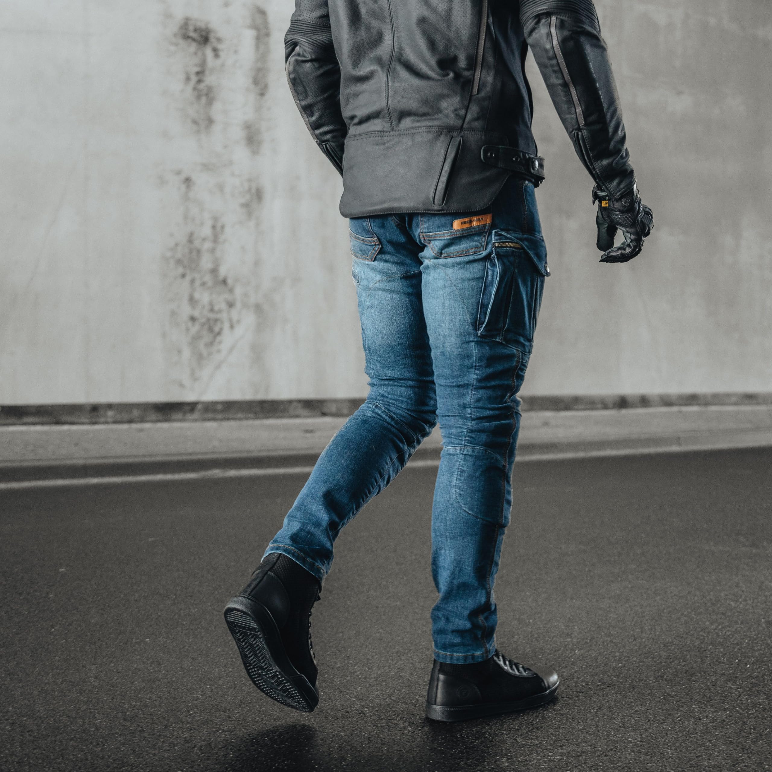 REBELHORN Vandal Pantalones Vaqueros de Moto Hombre | Forro de Fibra Aramida | Protectores de Rodilla y Cadera SAS-Tec | Bolsillo Protector de Coxis | 2 Canales de Ventilación | Tapered Fit