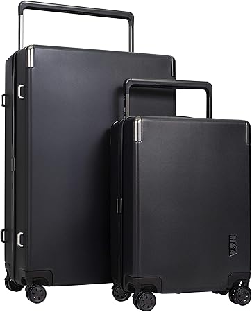 review M&A Lakeside Wide Trolley Spinner Luggage with TSA-Lock, Black, 2-Piece Set