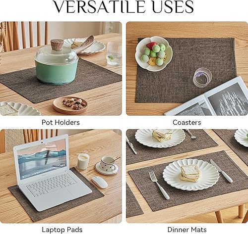 Miniatura 5 de Softalker Juego de manteles individuales de otoño de lino sintético de 6 a 12 x 18 pulgadas, resistentes al calor, de doble capa, duraderos, de