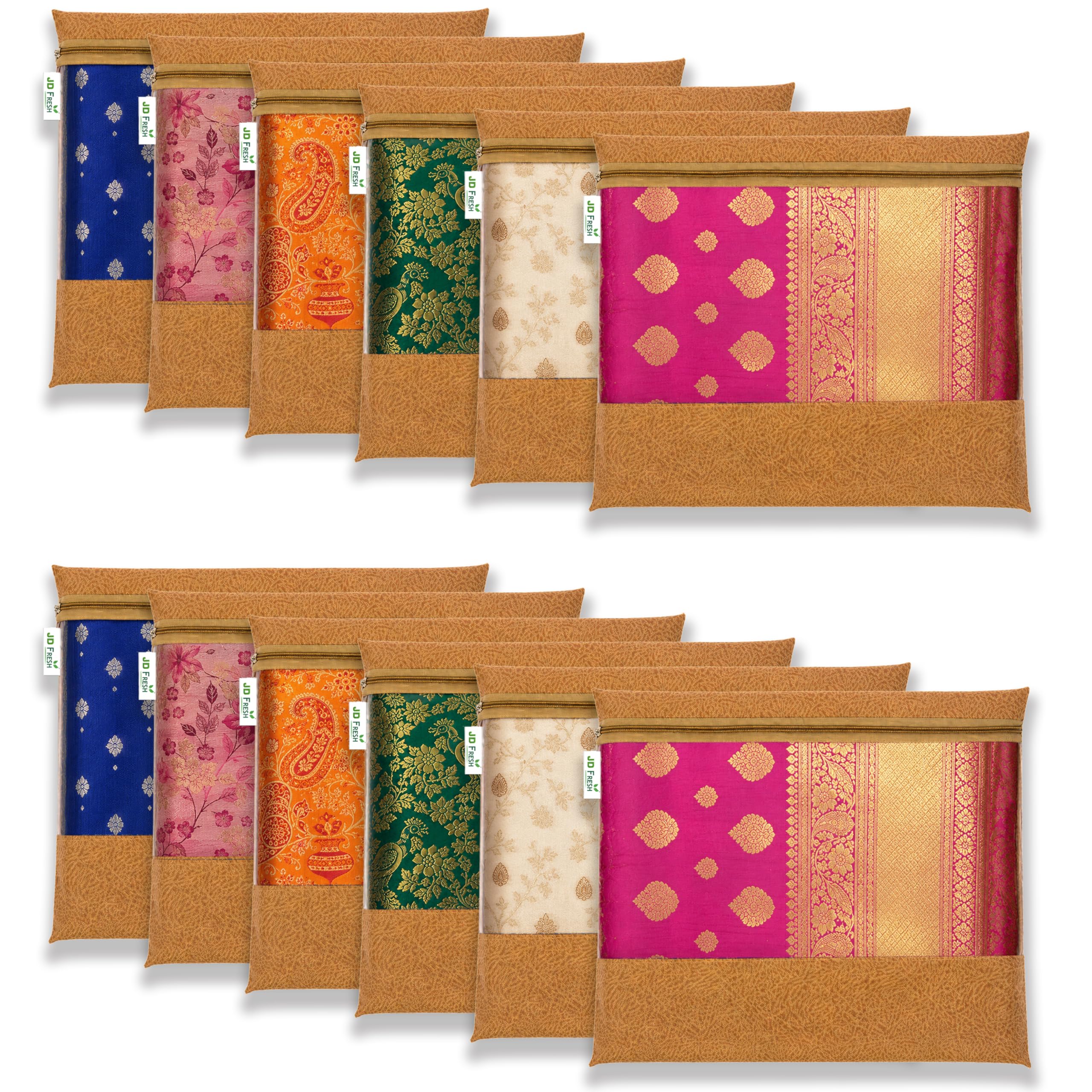 JD FRESH 12 Pcs Large Non-Woven Saree Covers For Storage/Saree Bags with Zip/Multi-Purpose Lehenga Storage Bag/Clothes Covers for Dresses/Sarees/Lehengas (14x17 Inch)-image-48