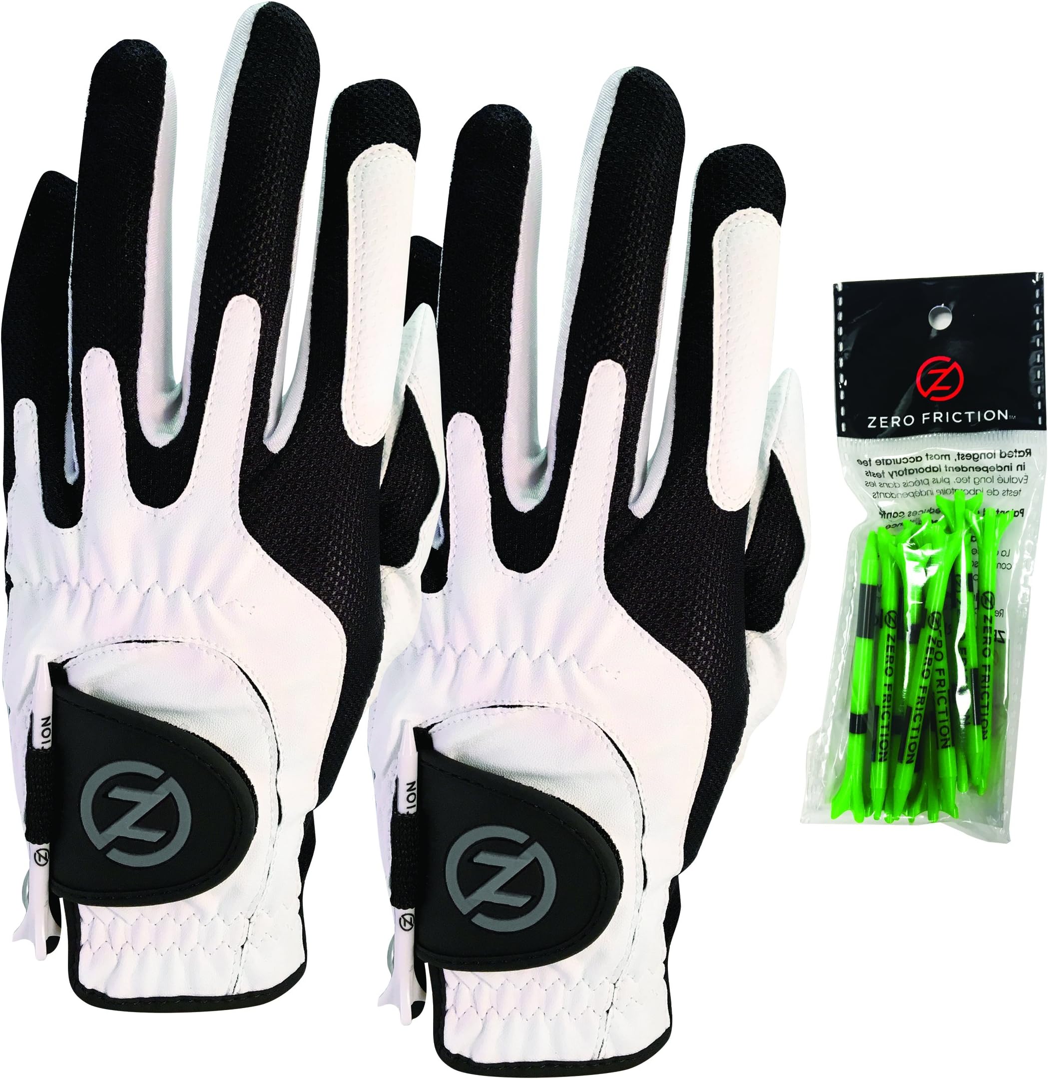 Zero Friction Men's Compression-Fit Synthetic Golf Glove (2 Pack), Universal Fit One Size