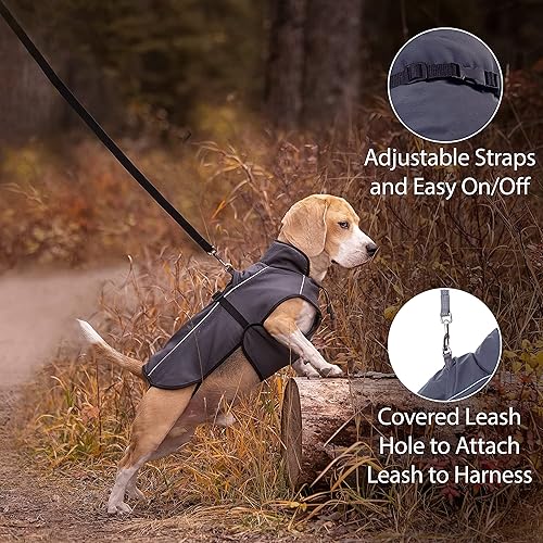 Miniatura 3 de LUCOLOVE Abrigo de invierno para perro, chaleco impermeable con aislamiento térmico, chaqueta de nieve, ajuste rápido, cálido y acogedor para clima