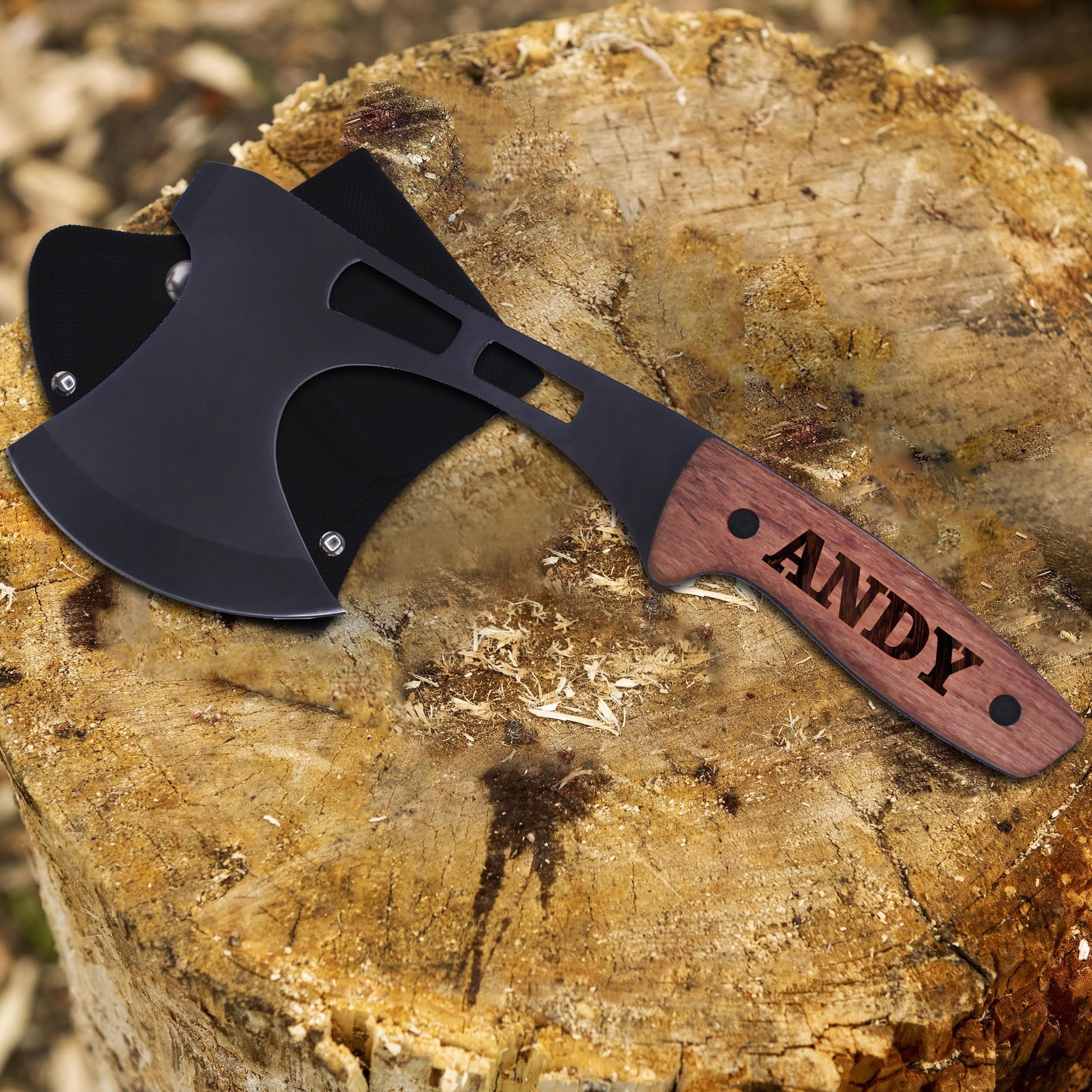 The Wedding Party Store Personalized Engraved Wood Hand Axe - Engraved Monogrammed Tomahawk Hatchet - Fathers Day Valentines Birthday Gift for Him