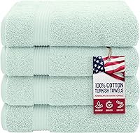 Vista 45 de American Veteran Towel, Paquete de 4 toallas de baño turcas 100% algodón para baño, 27 x 54 pulgadas, extra grandes, de secado suave, color azul