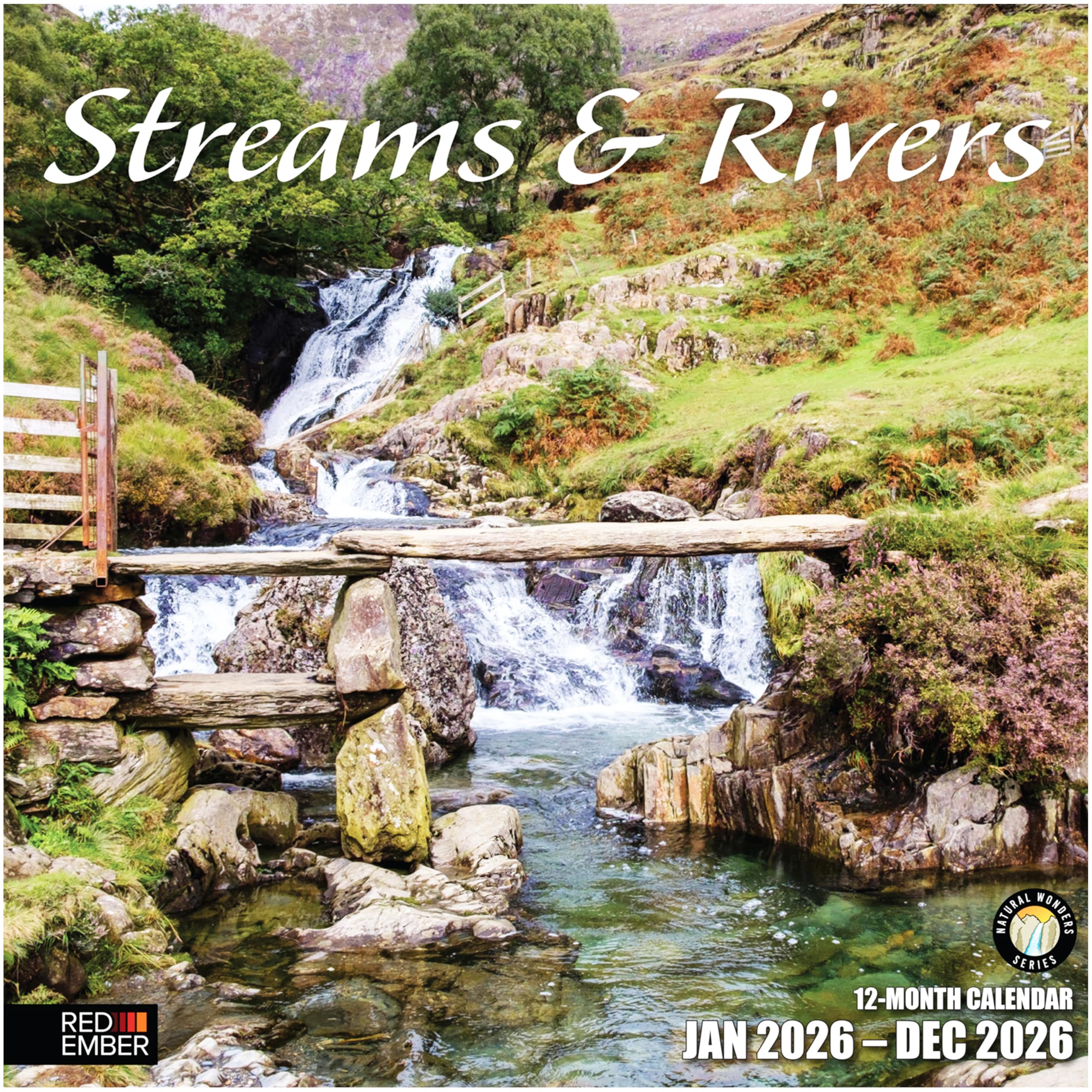 RED EMBER Streams &amp; Rivers 2026 Wall Calendar 12 Month | 12" x 24" Open | Thick &amp; Sturdy Paper | Giftable | Nature Calendar 2026