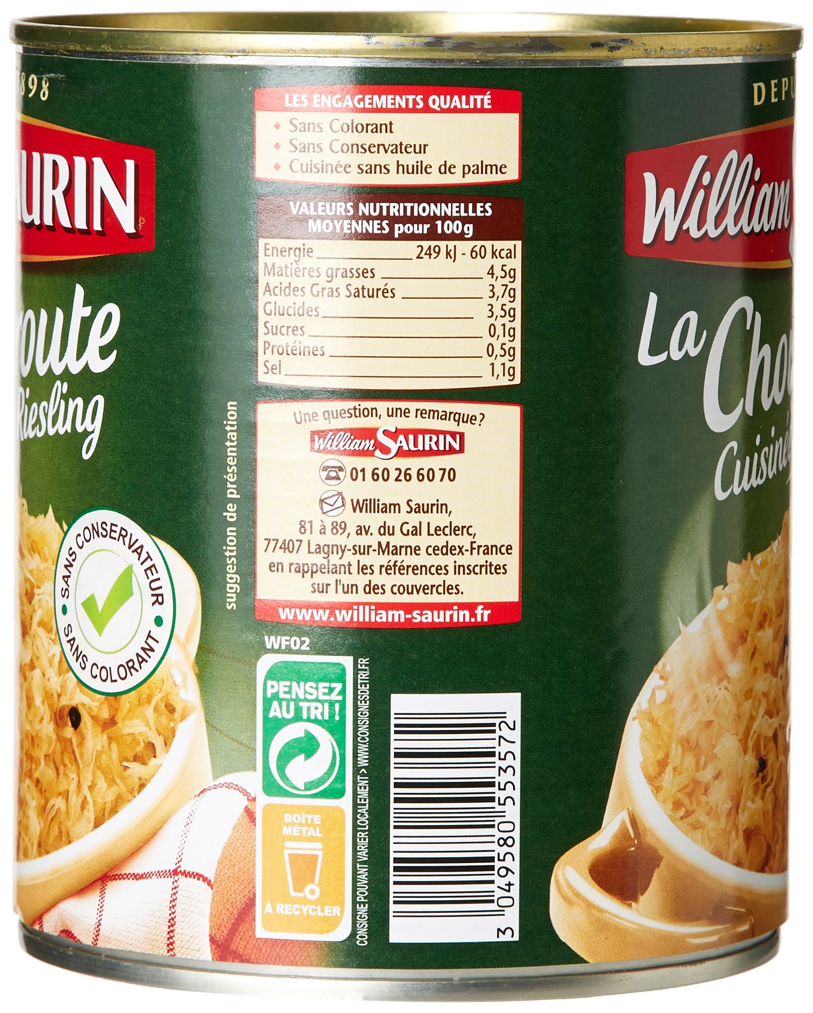 William Saurin Choucroute Cuisinée au Riesling 810 g
