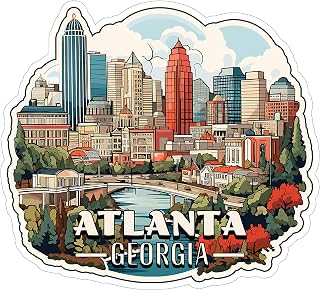 Atlanta Georgia Sticker 4 Inch Travel Souvenir City Destination - Waterproof Vinyl Decal for Laptop Water Bottle Car Tumbler - Durable Aesthetic Long-Lasting Stickers for Adults ID44990