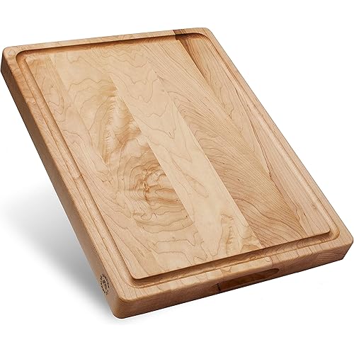 Sonder Los Angeles, Made in USA, Large Thick Maple Wood Cutting Board for Kitchen with Juice Groove, Sorting Compartment, Charcuterie Wooden Board 17x13x1.5 in (Gift Box Included)