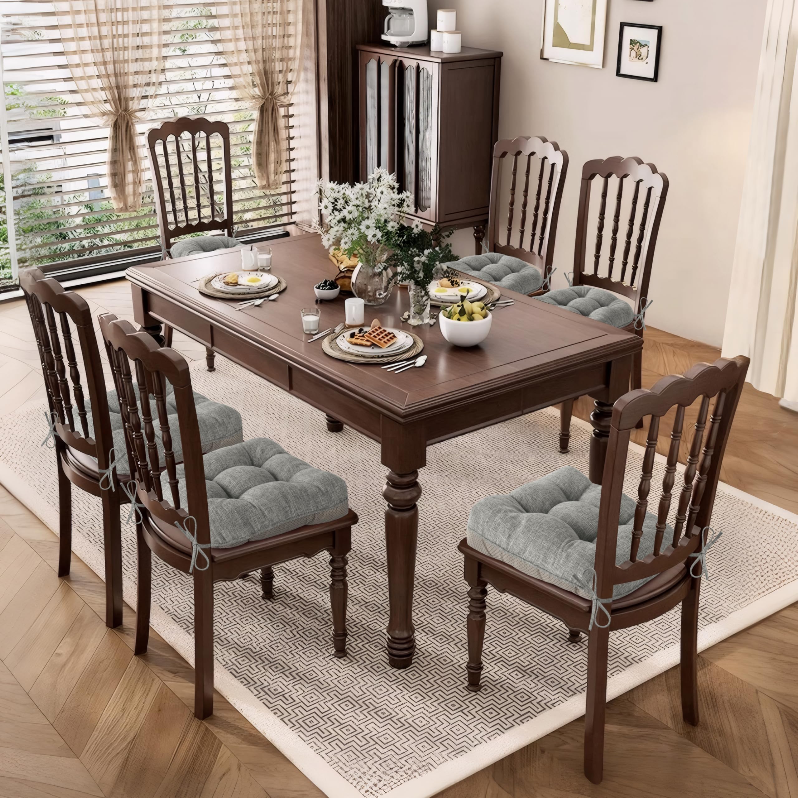 AddGrace Lot de 2 coussins d'assise doux - 40 x 40 cm - Avec rembourrage de qualité supérieure de 10 cm - Pour l'intérieur, la cuisine ou la salle à manger - Gris clair