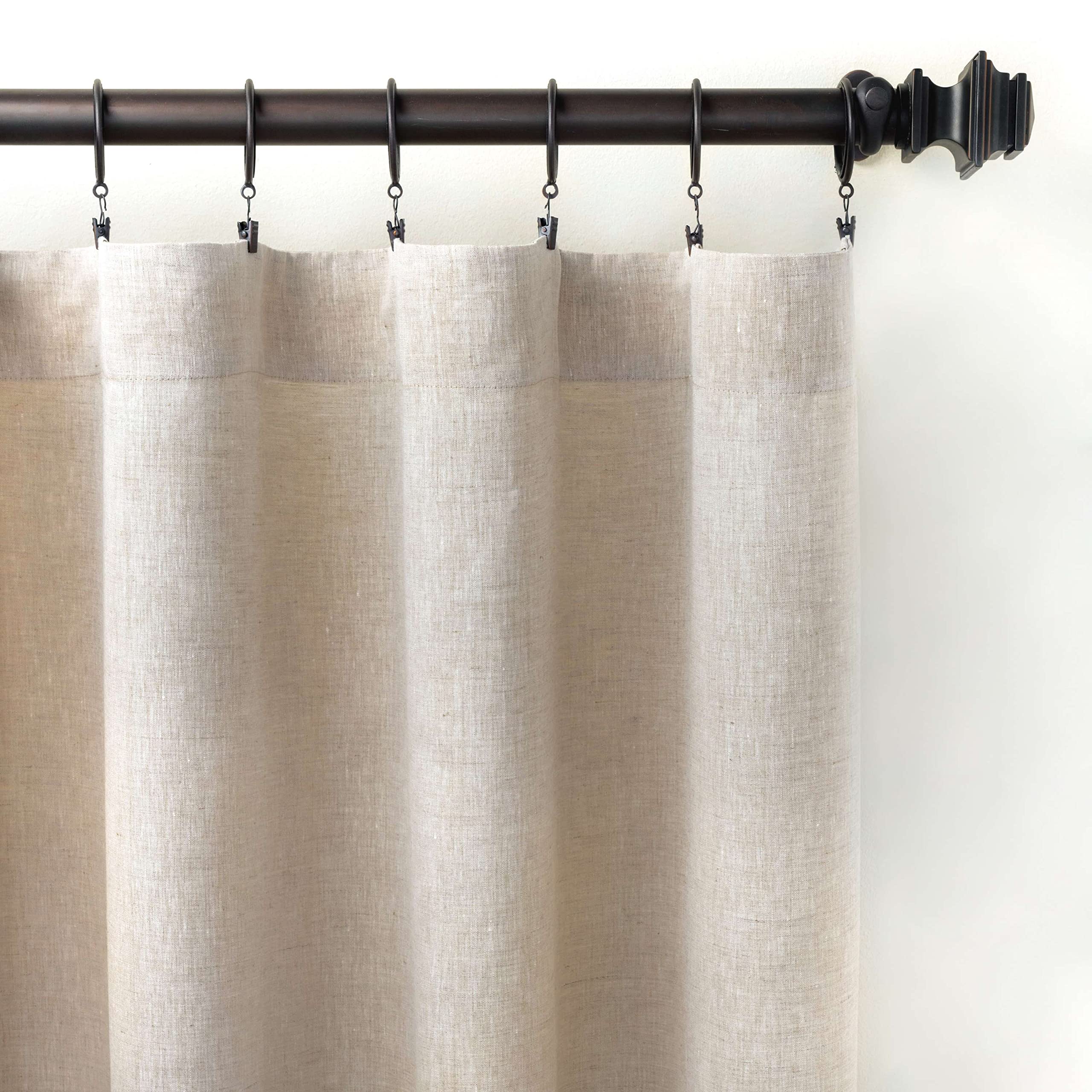 Pine Cone Hill Lush Linen Natural Curtain Panel,115" W x 84" L, Neutral Solid Pattern