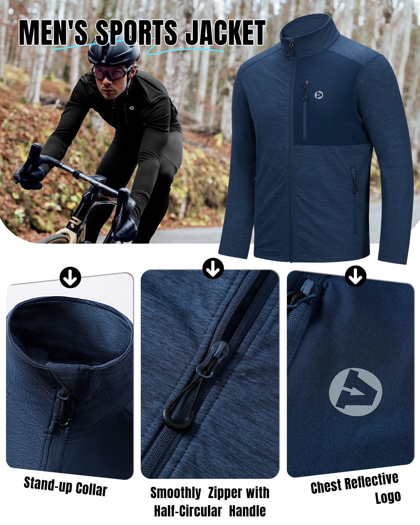 Outdoor Ventures Veste de sport légère pour homme - Veste demi-saison en polaire avec 5 poches - Veste de loisirs - Veste de survêtement pour les loisirs et l'extérieur