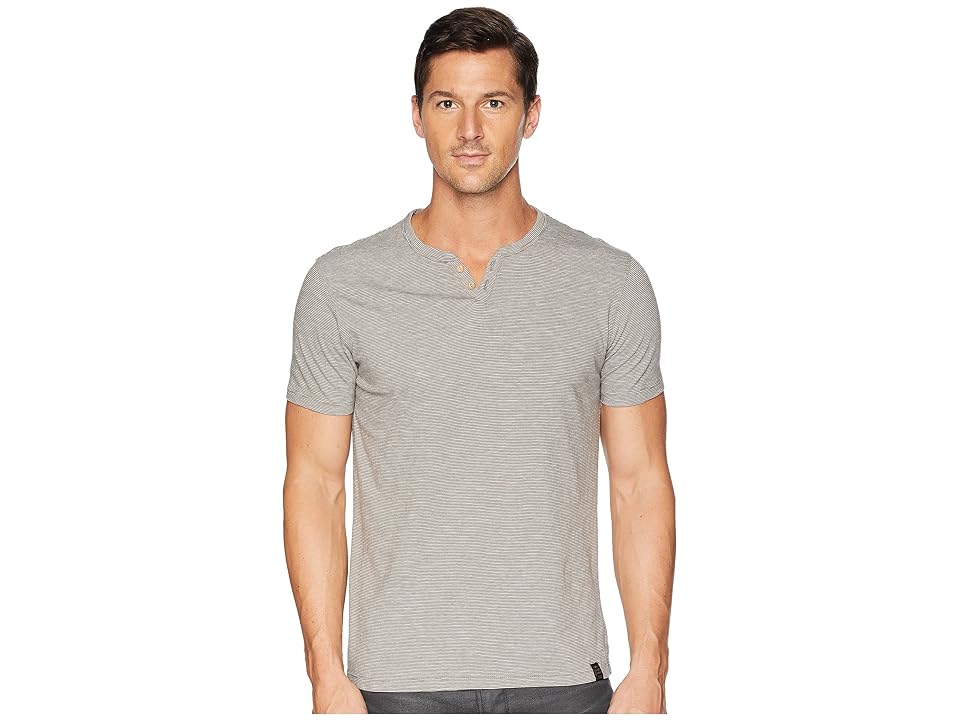 

Lucky Brand Textured Stripe Notch Neck Shirt (Gargoyle) Men's Clothing
