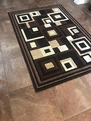 Miniatura 10 de Alfombra moderna de pasillo largo con diseño negro y marrón 508 (31 pulgadas x 15 pies 8 pulgadas, negro)