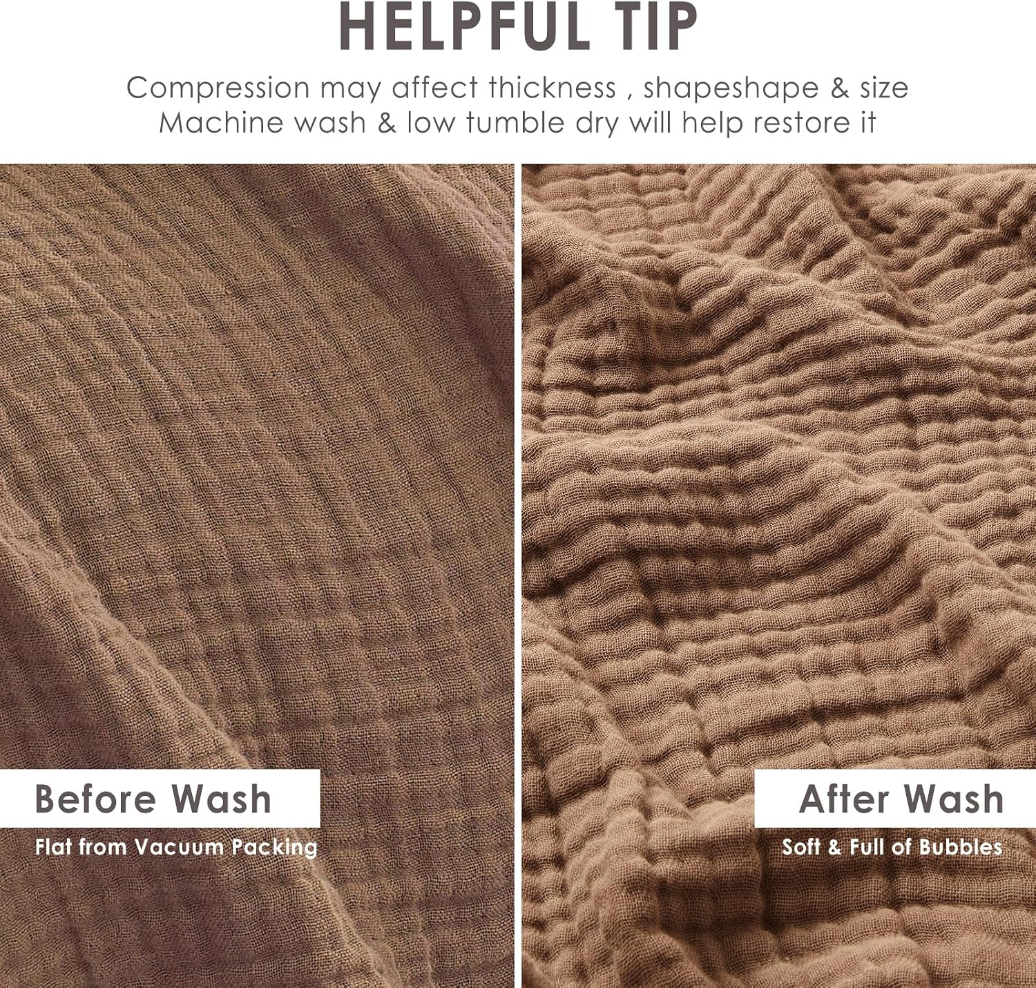 EMME Muslin Baby Blankets 100% Cotton 4-Layer Swaddle 40"x50" Lightweight Soft Breathable for Toddler, Infant, Newborn All Season Gauze Blanket, Brown thumbnail