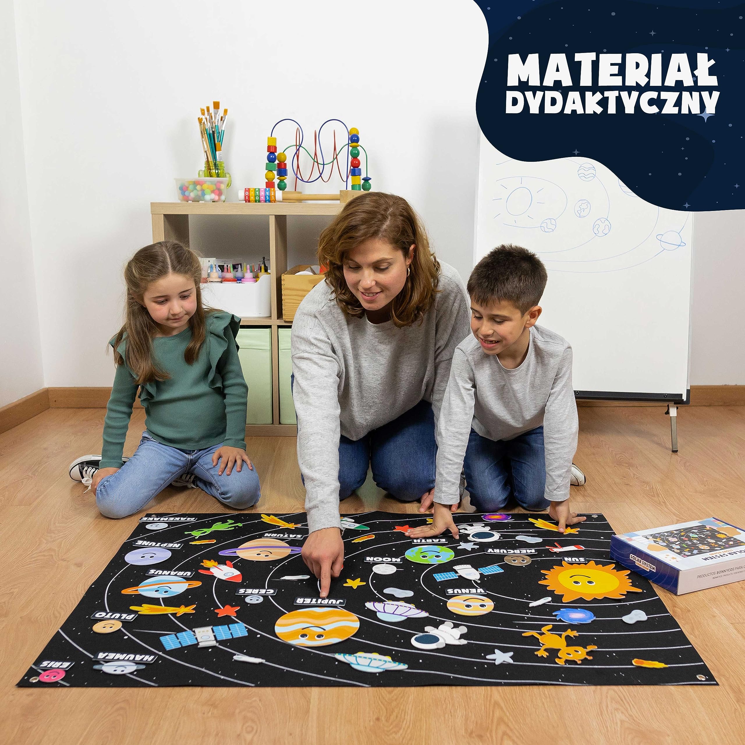 BONNYCO Układ Słoneczny dla Dzieci z 61 Filcowymi Figurkami. Chłopcy, Dziewczynki, Prezenty Urodzinowe. Zabawki Montessori, Planety Filcowe na Prezenty dla Dzieci 3 4 5 6 7 8 Boże Narodzenie