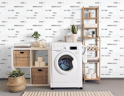 Miniatura 4 de Yipscazo Azulejos de metal de piedra para despegar y pegar, azulejos adhesivos para cocina, baño, lavandería, cámper, chimenea (12 x 12 pulgadas, 20