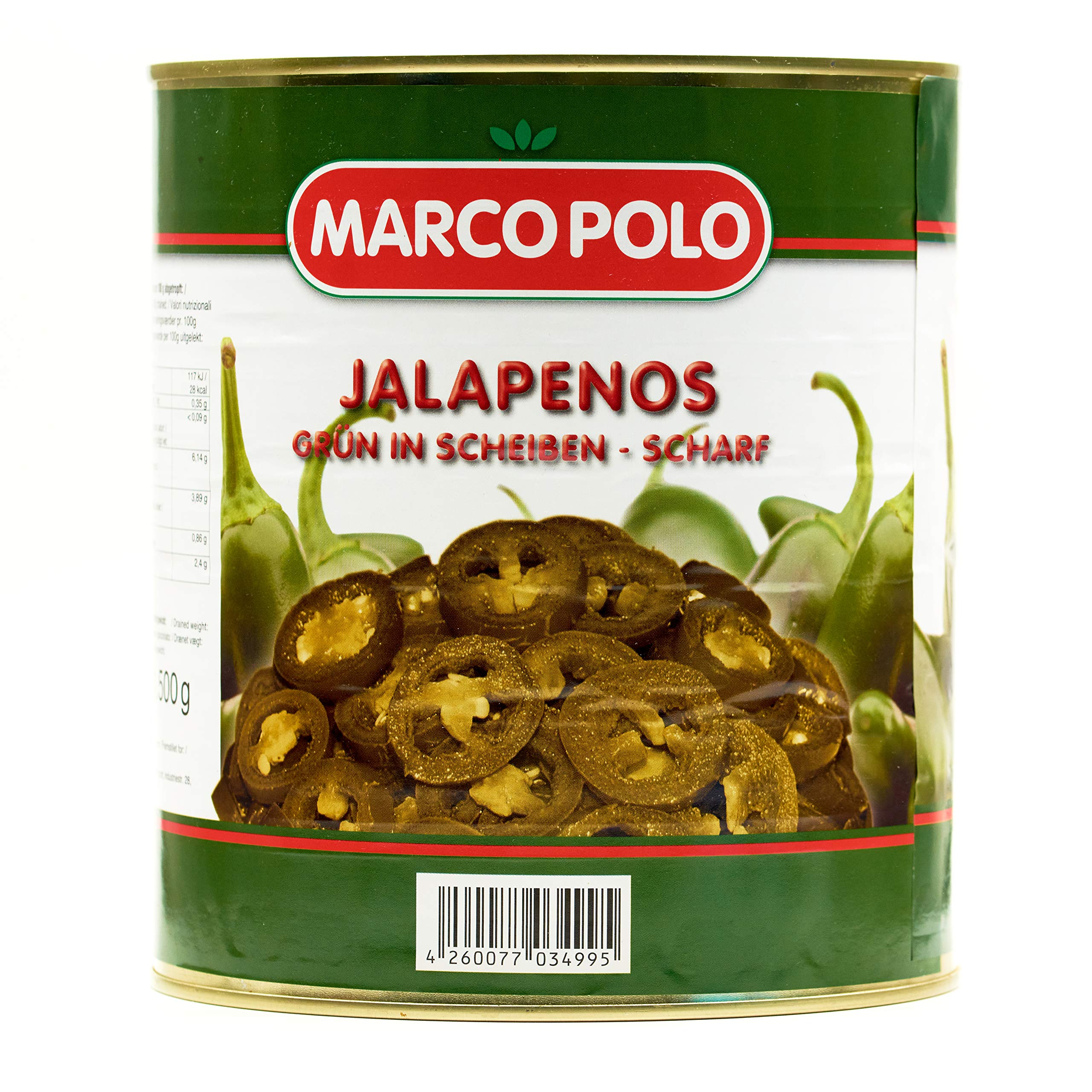 HYMOR GRÜNE JALAPENOS - 4x 1,5kg - eingelegte Jalapeno-Peperoni, feurig scharf im Geschmack, beliebt auf Pizza, in Aufläufen oder Salaten, Burger und natürlich im Kino Nachos mit Käsesoße