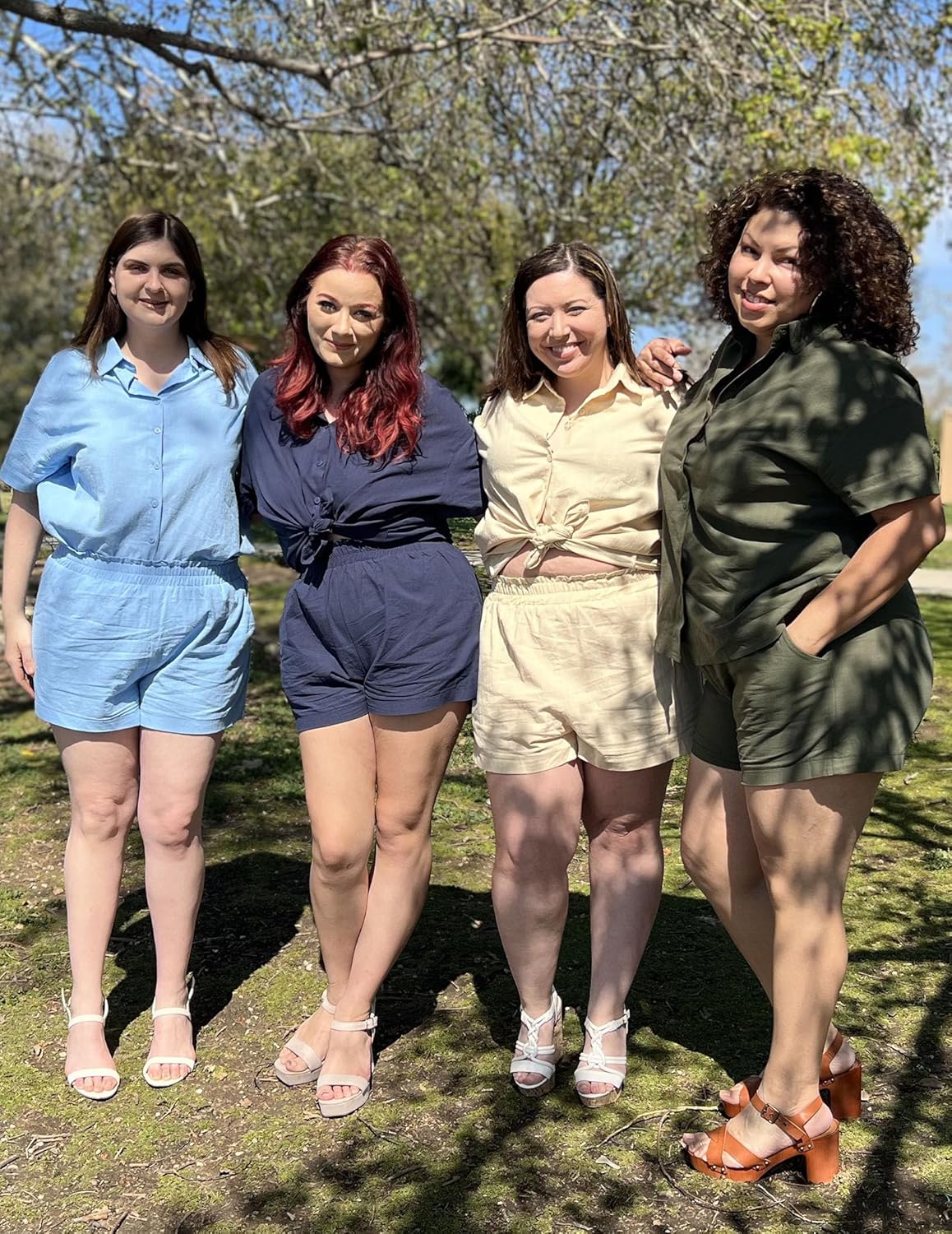 IN'VOLAND Women's Plus Size 2 Piece Tracksuit Outfits Sets Cotton Linen Sets Short Sleeve Shirt Summer Casual Shorts Set - Image 5