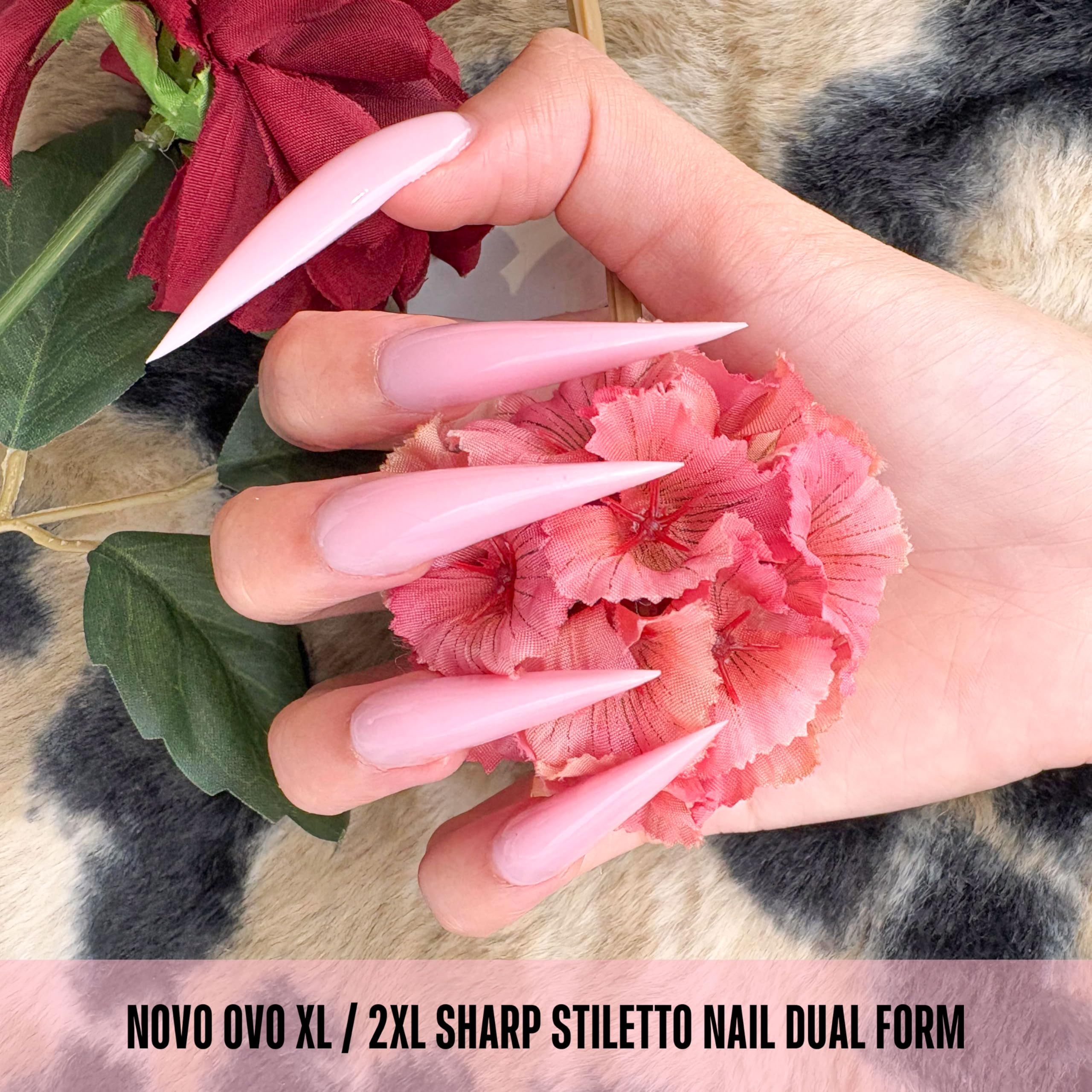 NOVO OVO Extra Long XXL - Confezione da 280 stampi per manicure fai da te, in acrilico riutilizzabile
