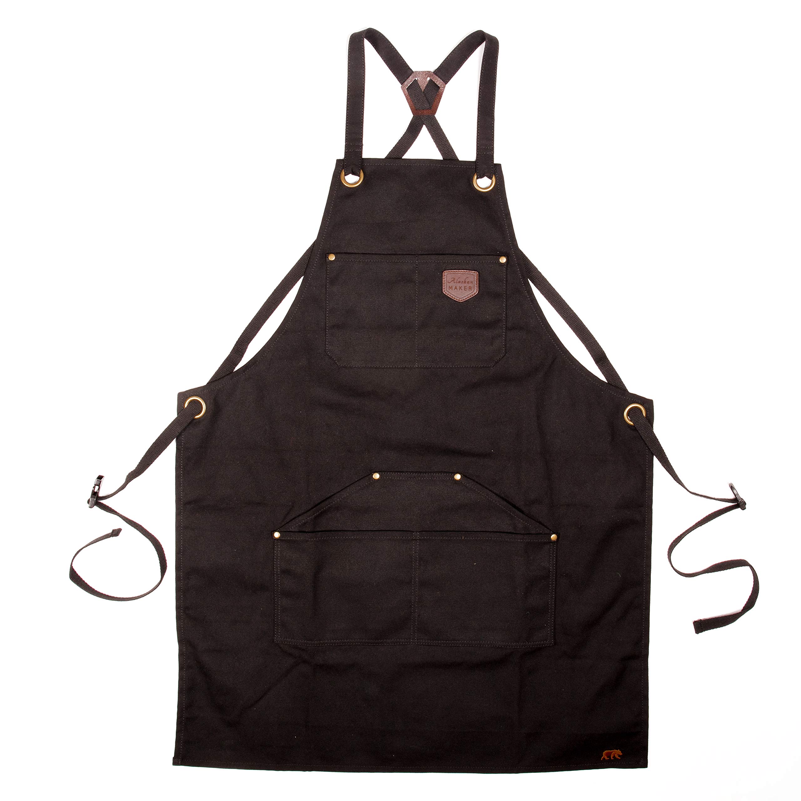 Alaskan MAKER Grembiule uomo e donna in tela rivestita n. 515 per fai da te, cucina, giardinaggio e barbecue, con cinghie incrociate, taglia universale