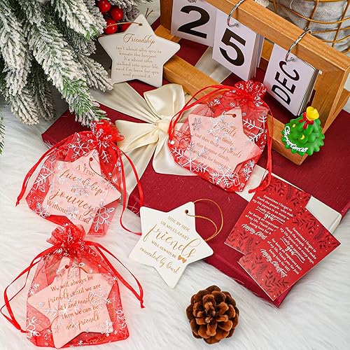 Miniatura 7 de Suzile Adornos de Navidad de amistad de larga distancia para hermana, adorno de Navidad, regalo redondo, para hermanas y amigos, adornos con