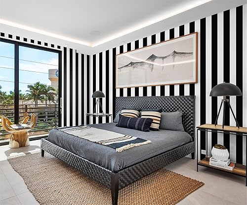 Miniatura 6 de Guvana Papel tapiz autoadhesivo a rayas de 472.4 x 17.7 pulgadas, papel de contacto extraíble impermeable para gabinetes de sala de estar, estantes,